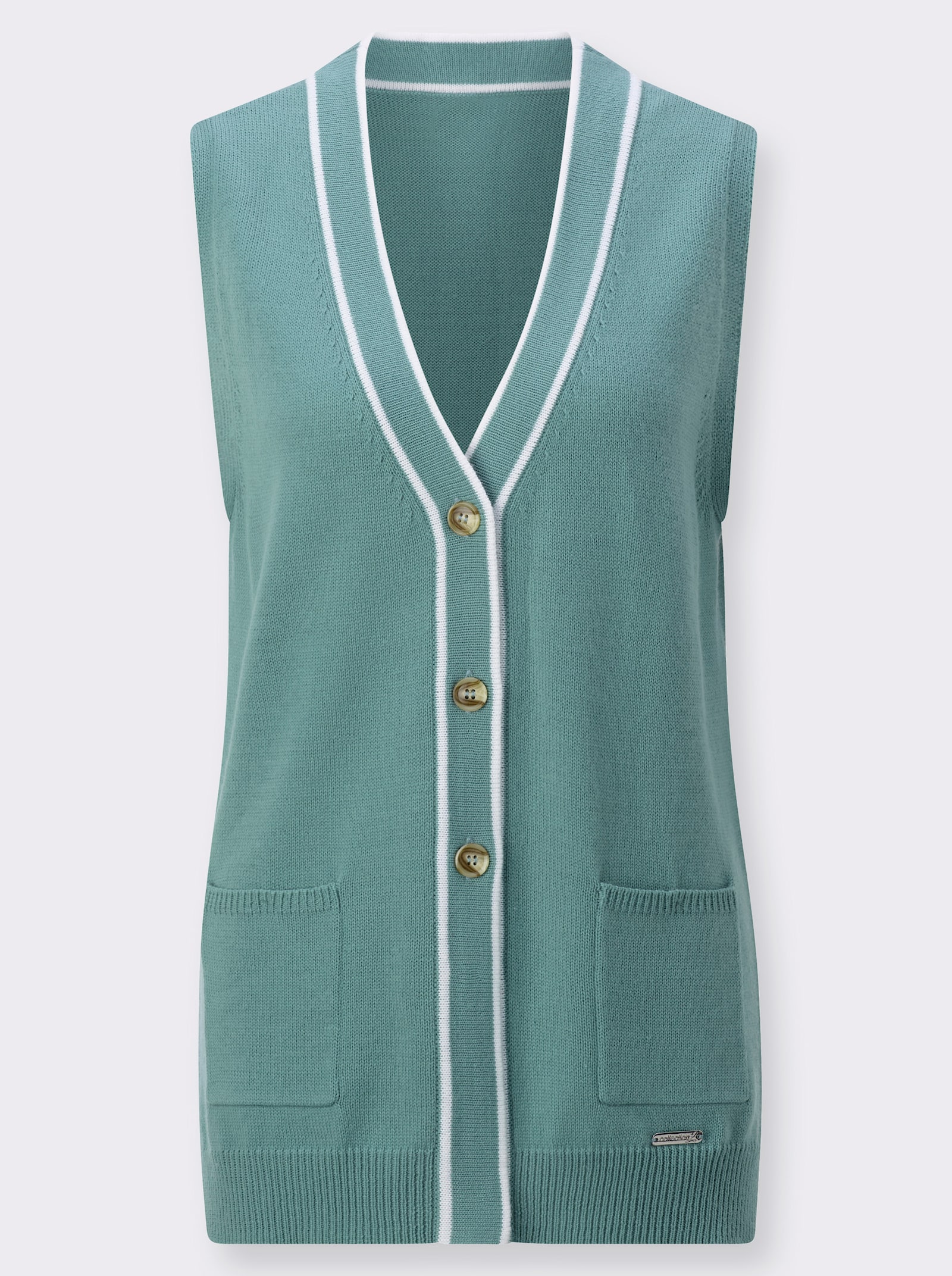 Strickweste mit Kontraststreifen - jade