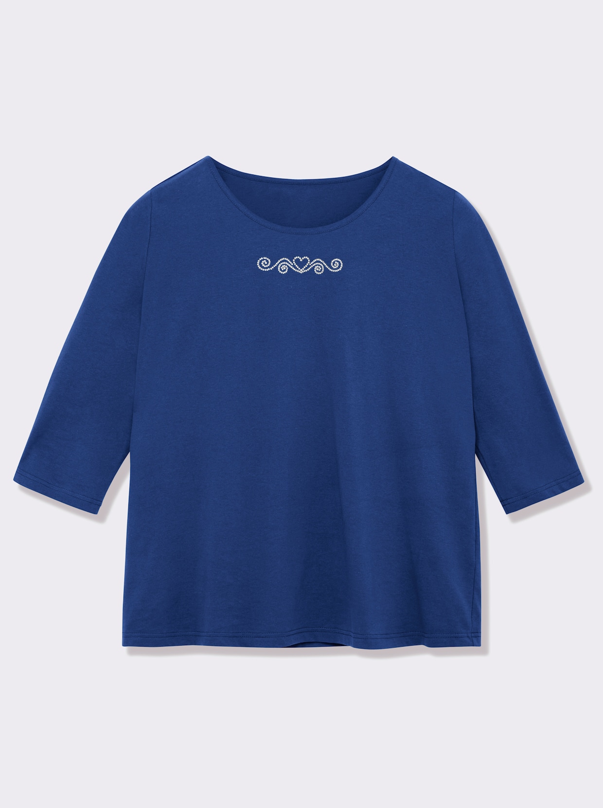 3/4-Arm-Shirt mit Ziersteinchen - royalblau