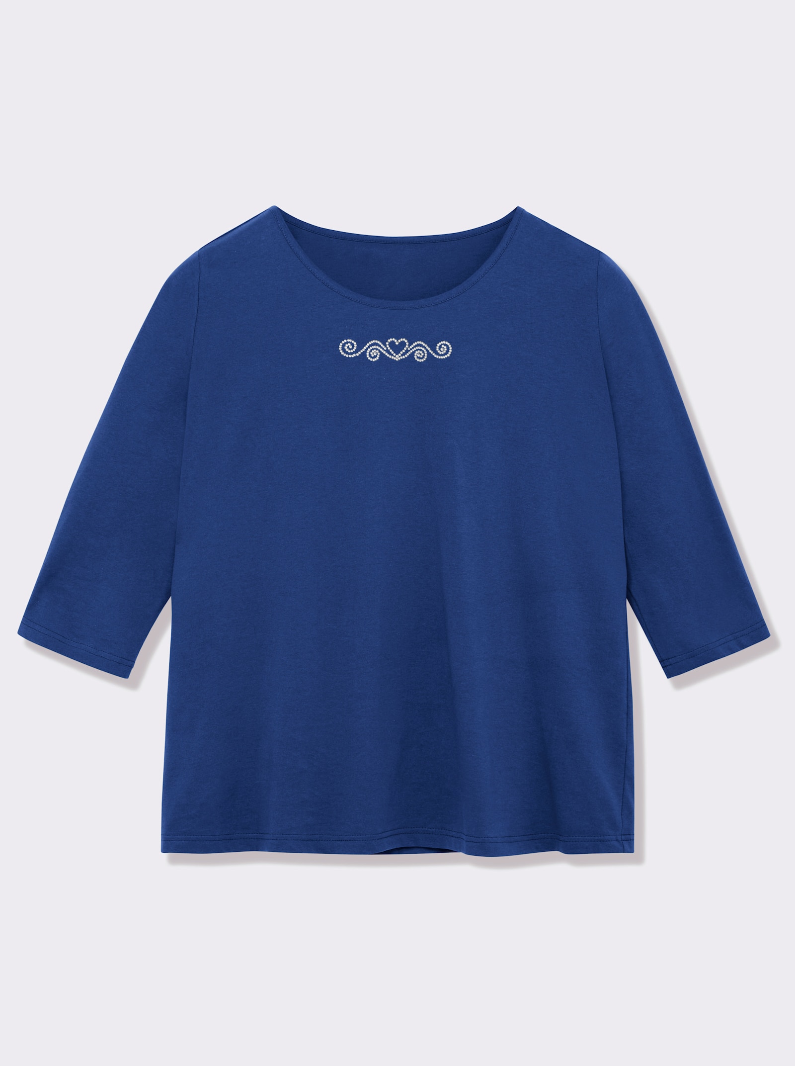 3/4-Arm-Shirt mit Ziersteinchen - royalblau