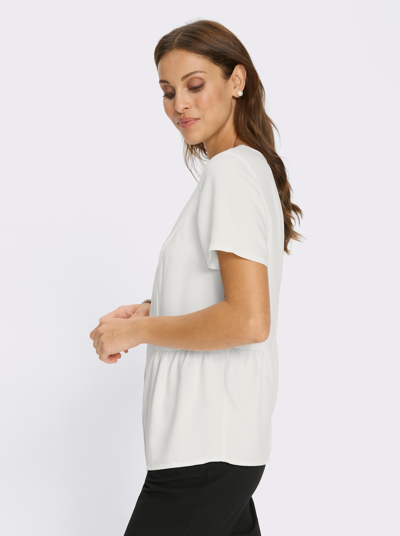 Schlupfbluse mit Spitze - ecru