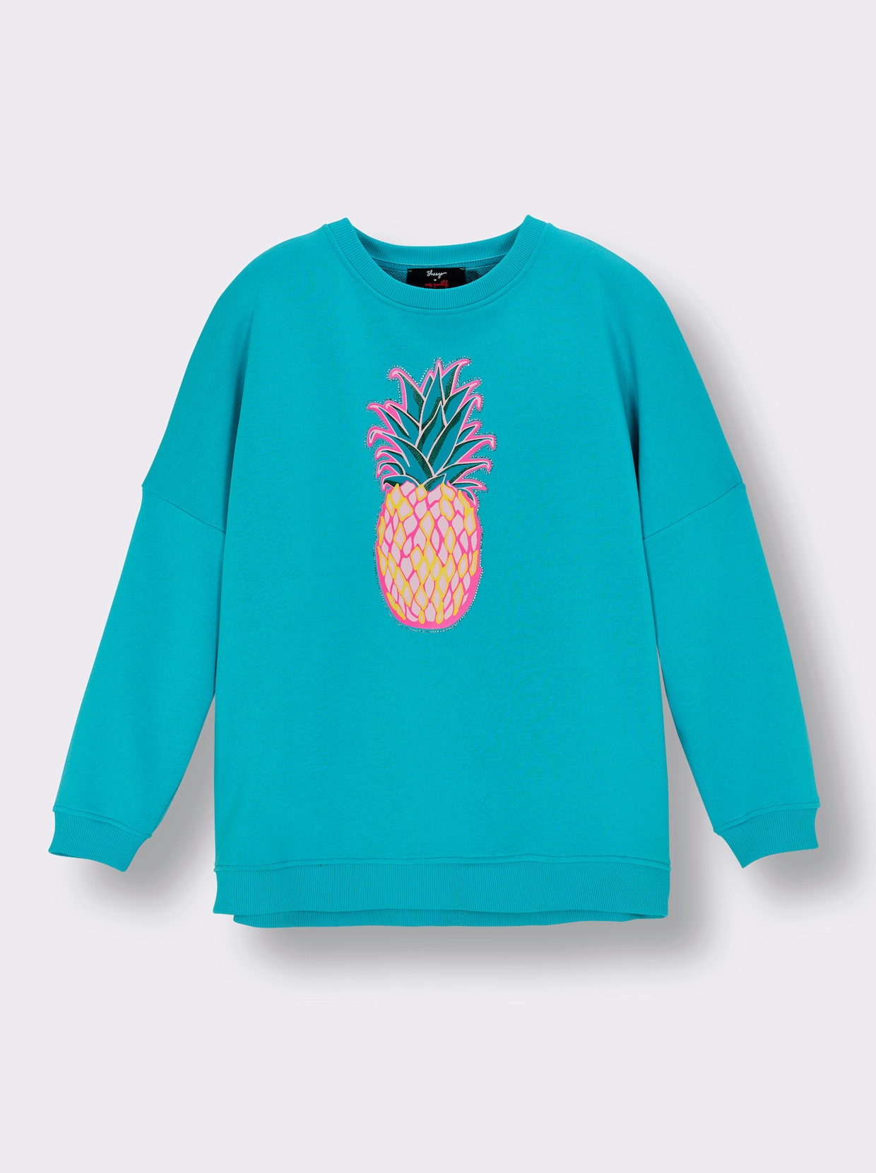 sheego loves miss goodlife Sweatshirt mit Frontprint - türkis-pink-bedruckt