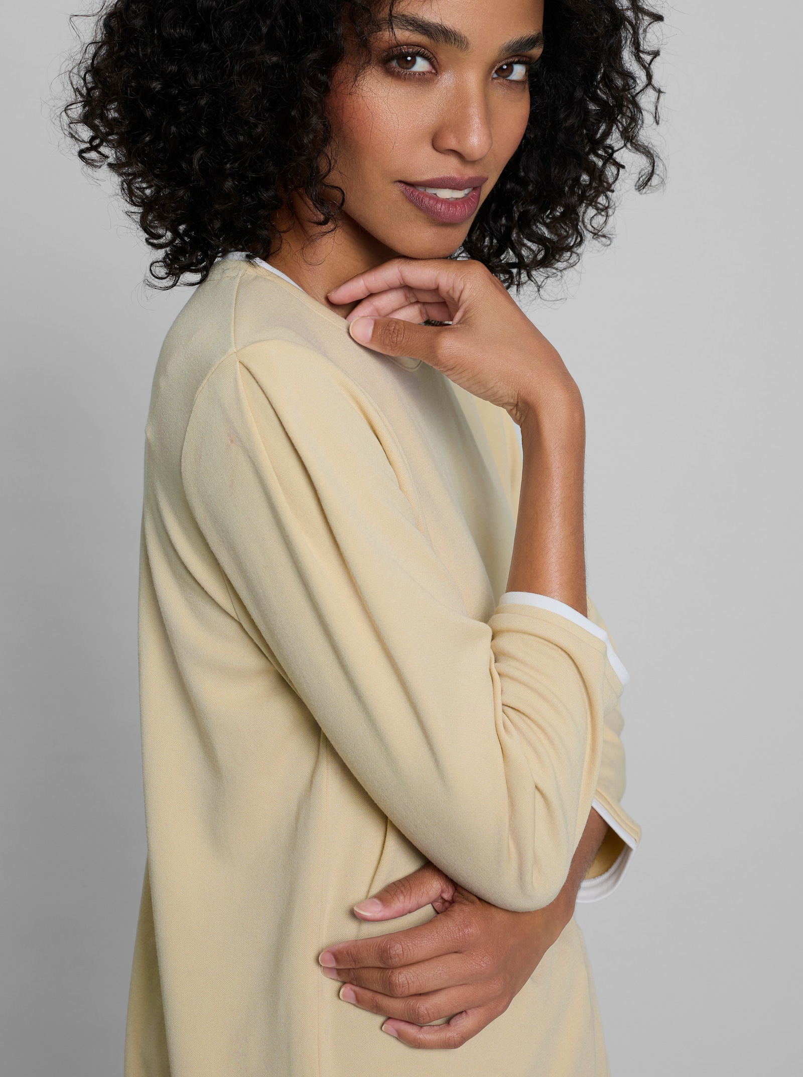 heine Langarmshirt mit Kontrast-Details - sand