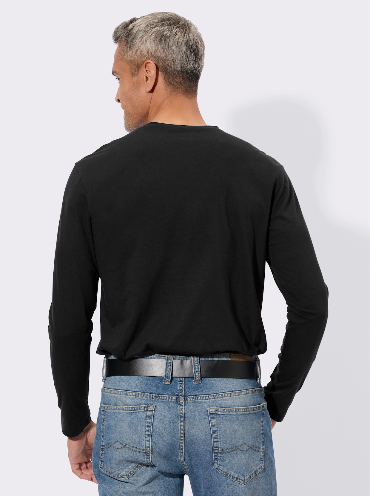 Langarmshirt aus reiner Baumwolle - schwarz