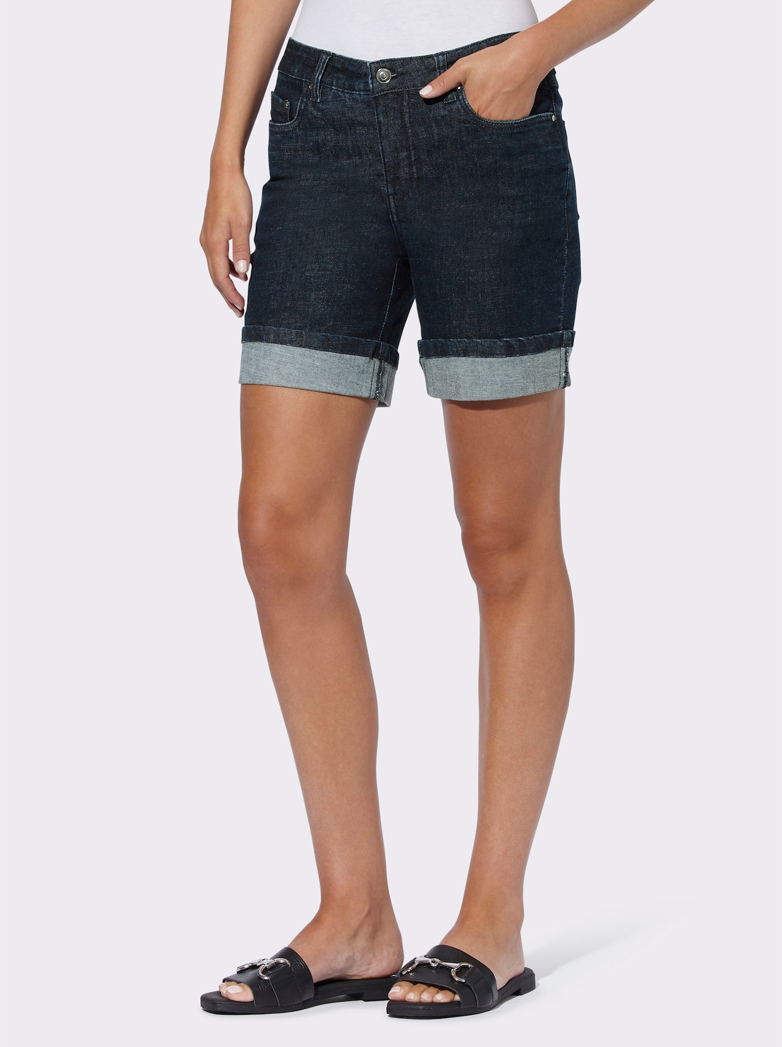 heine Jeansshort met vaste omslag - dark-blue