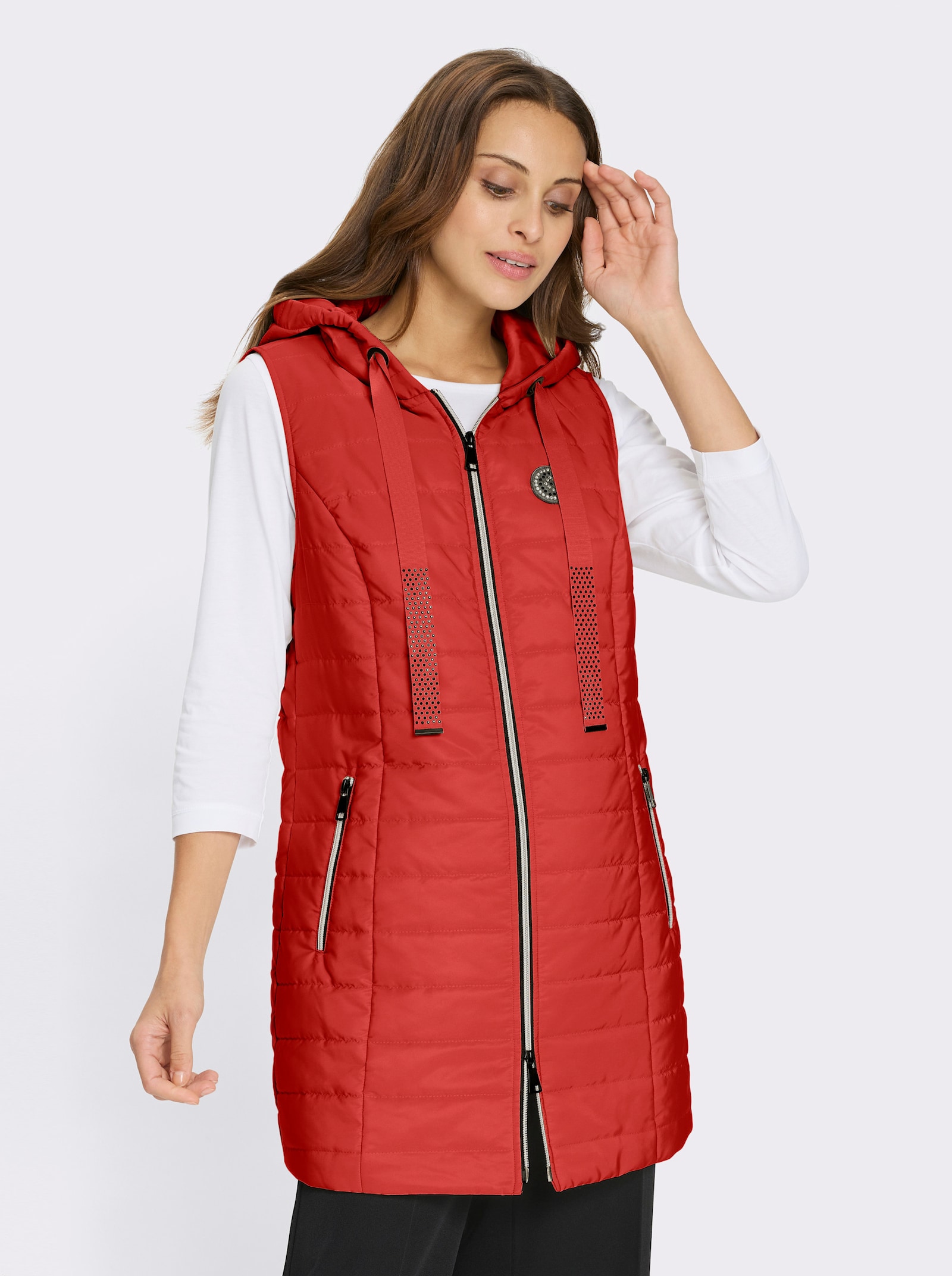 Longweste , auf Taillenhöhe weitenregulierbar - rot