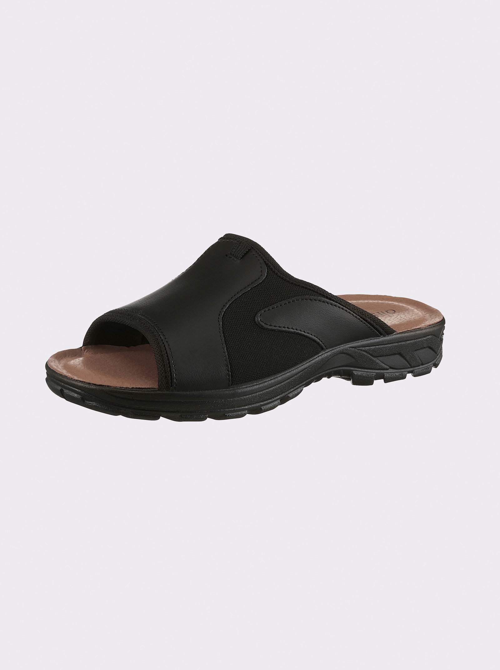 Slipper met stretchinzet - zwart