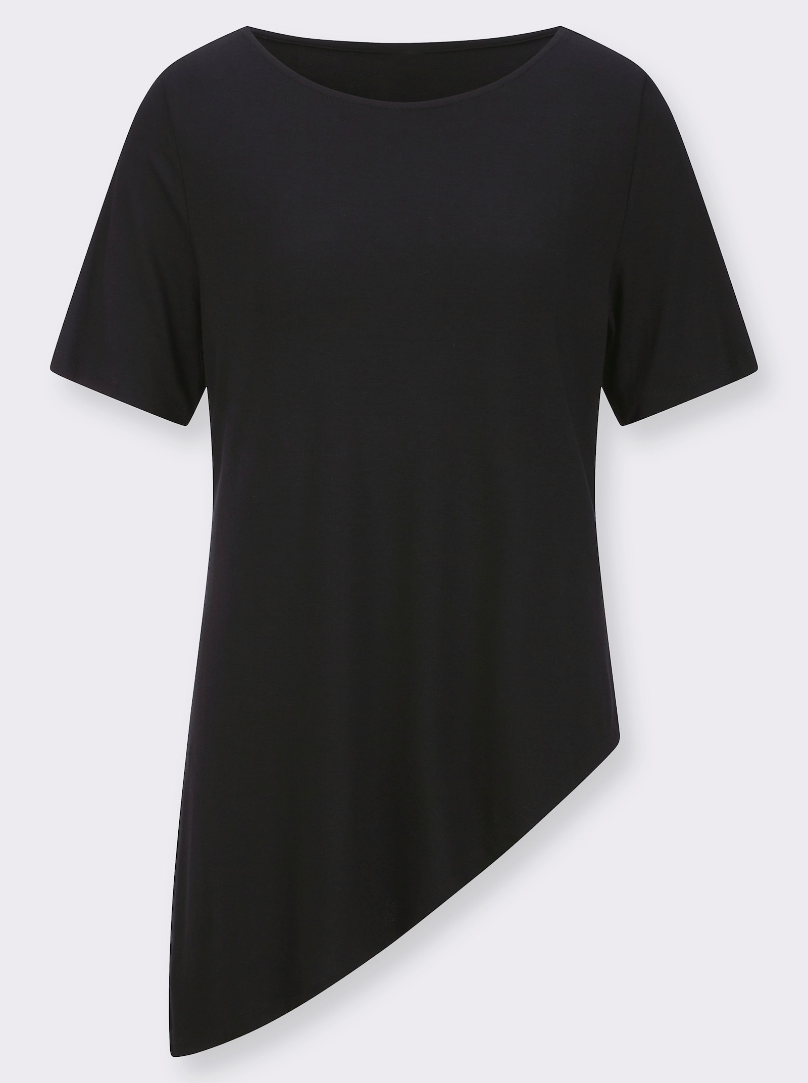 Longshirt mit asymmetrischem Saum - schwarz