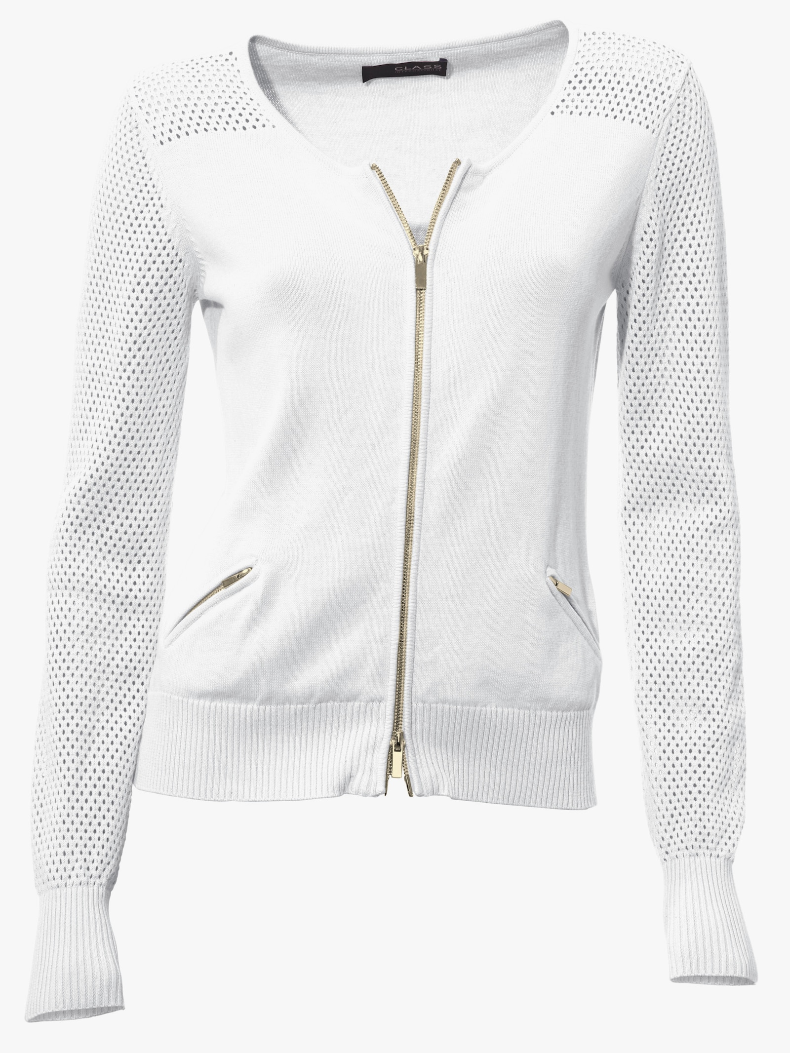 heine Fijn gebreid vest met 2-wegritssluiting - wit