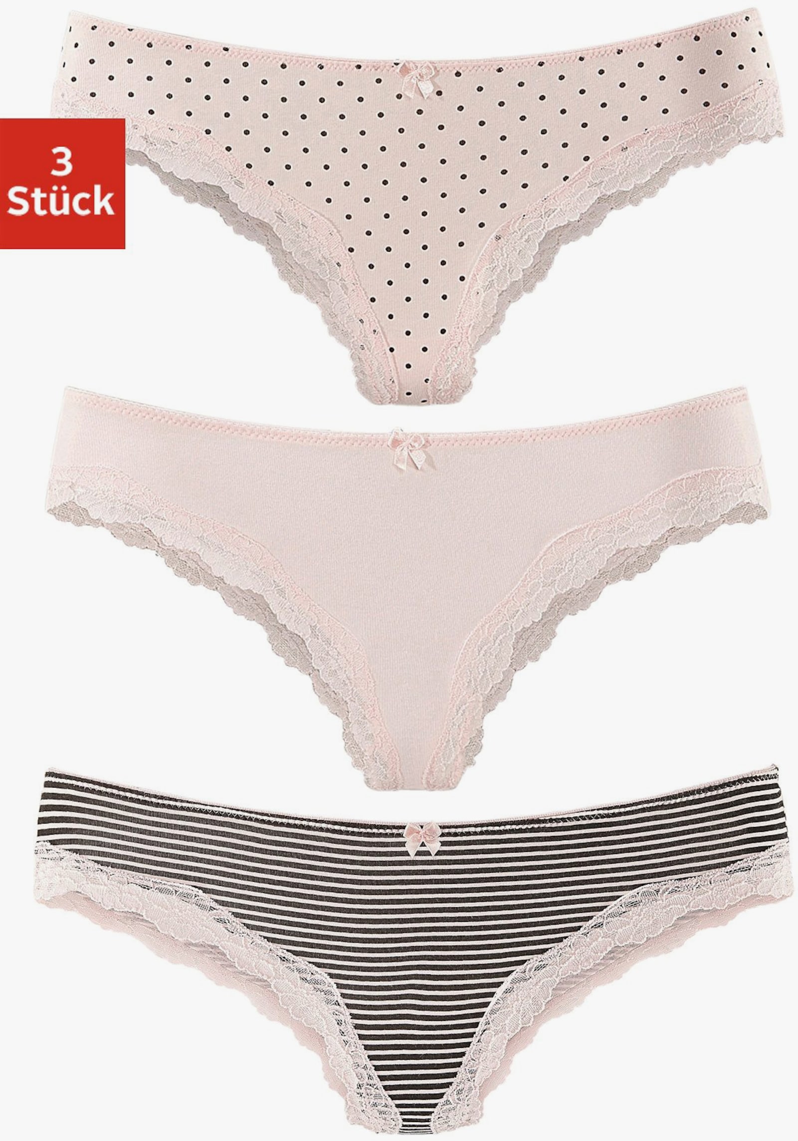 LASCANA Brasilslip - rosa-uni, gepunktet, gestreift