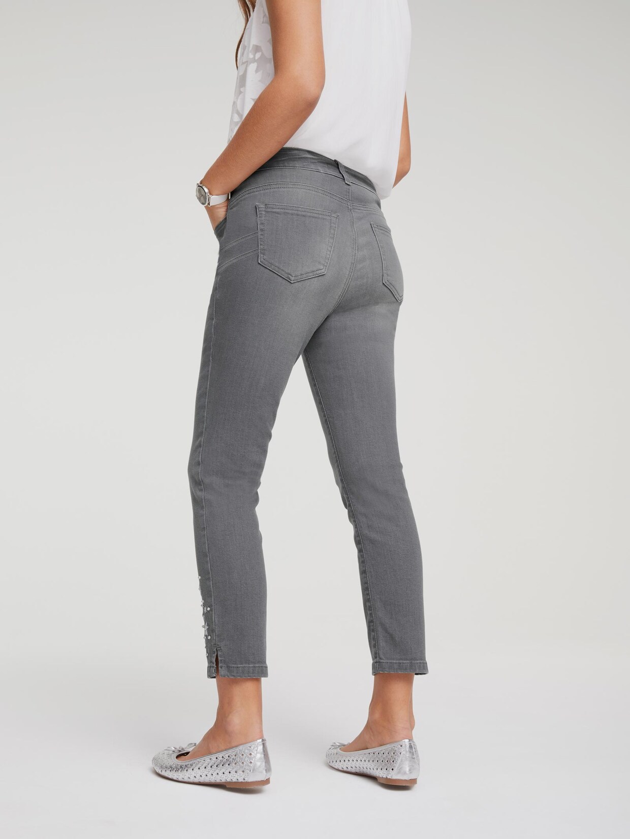 Linea Tesini Push-up-Jeans - grey stone