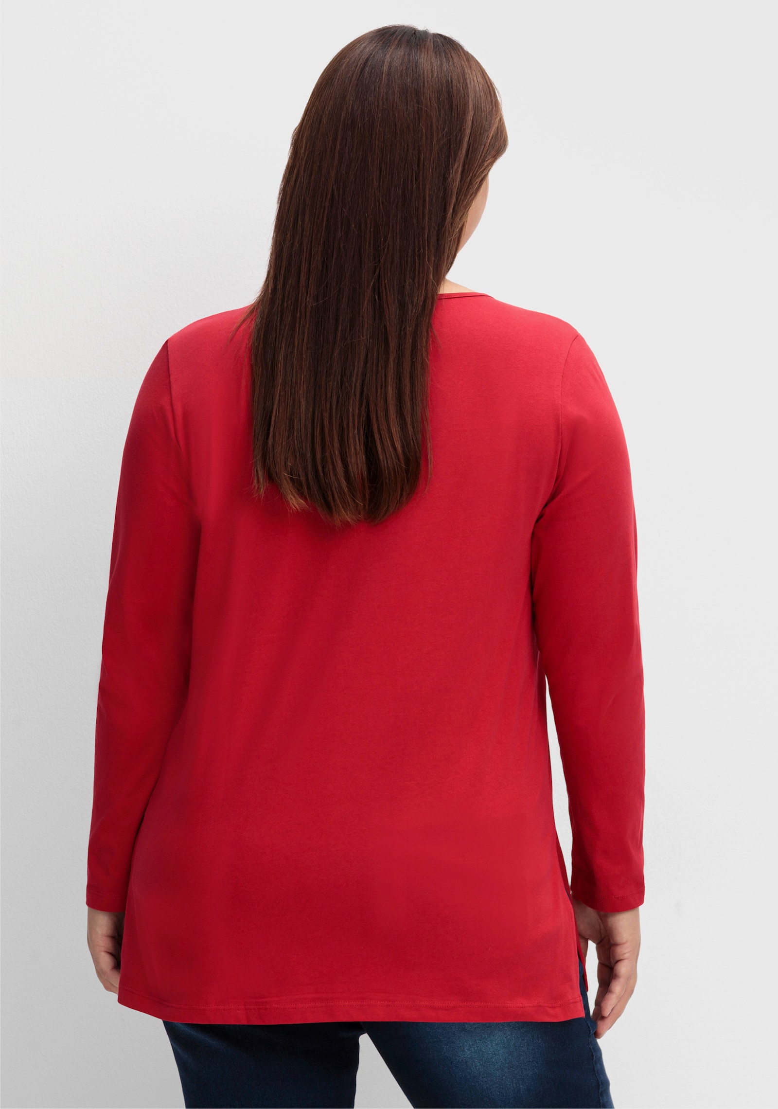 Langarmshirt mit hohen Seitenschlitzen - bordeaux