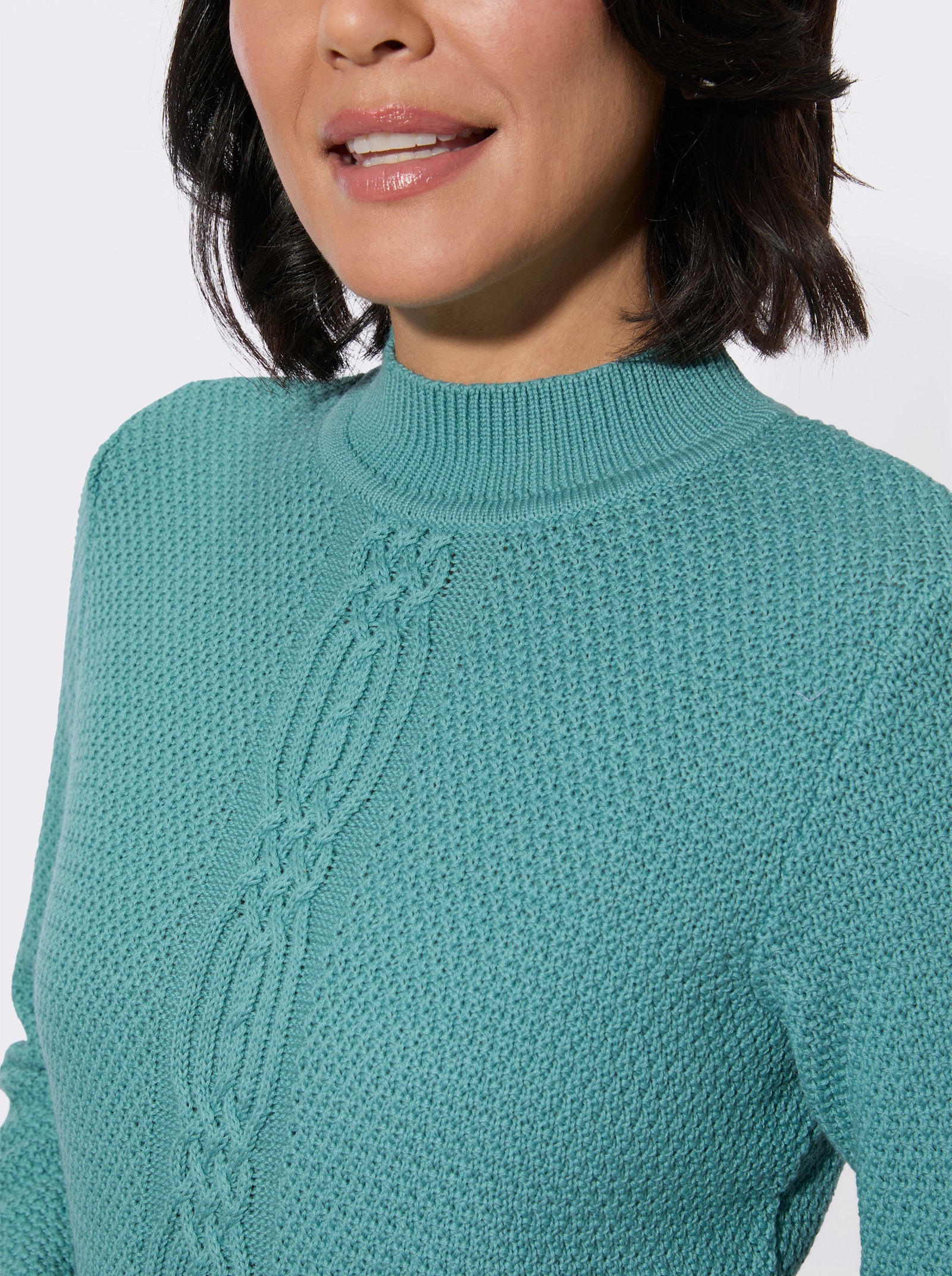 Rollkragenpullover mit Strickmuster vorne - ozean