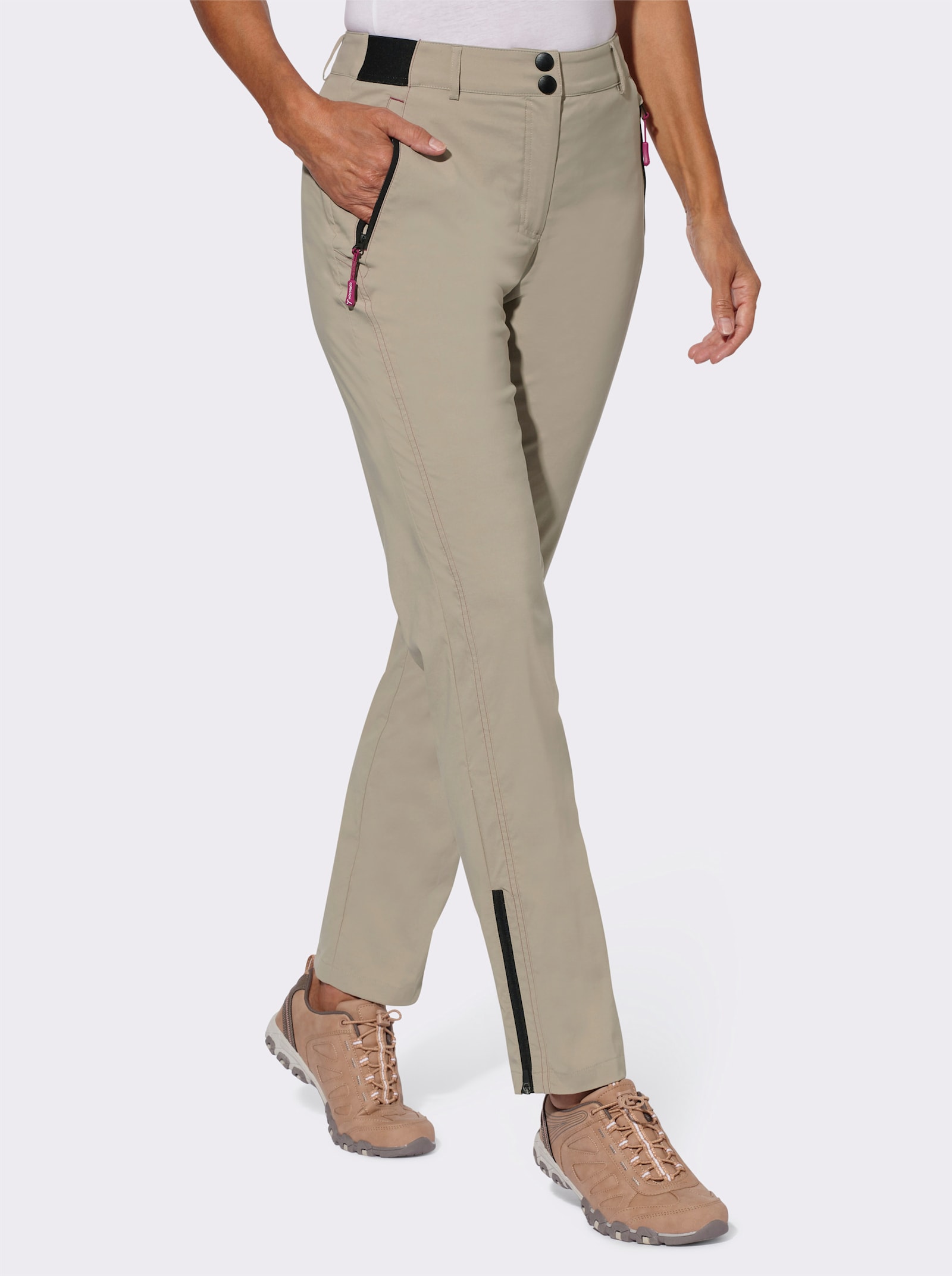 Funkční kalhoty s elastickým pasem na bocích - hnědá