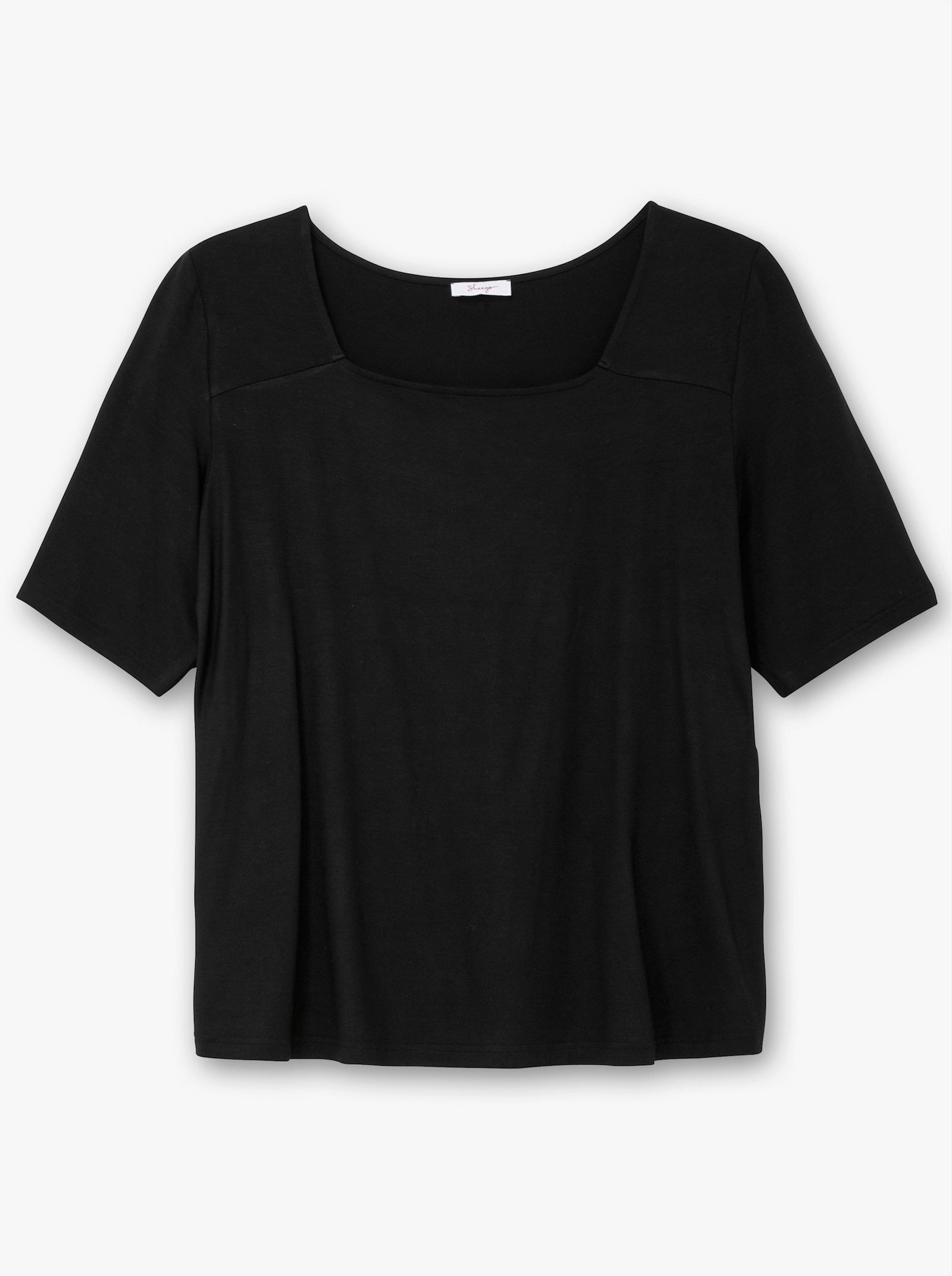 sheego Shirt mit Karree-Ausschnitt, leicht tailliert - schwarz