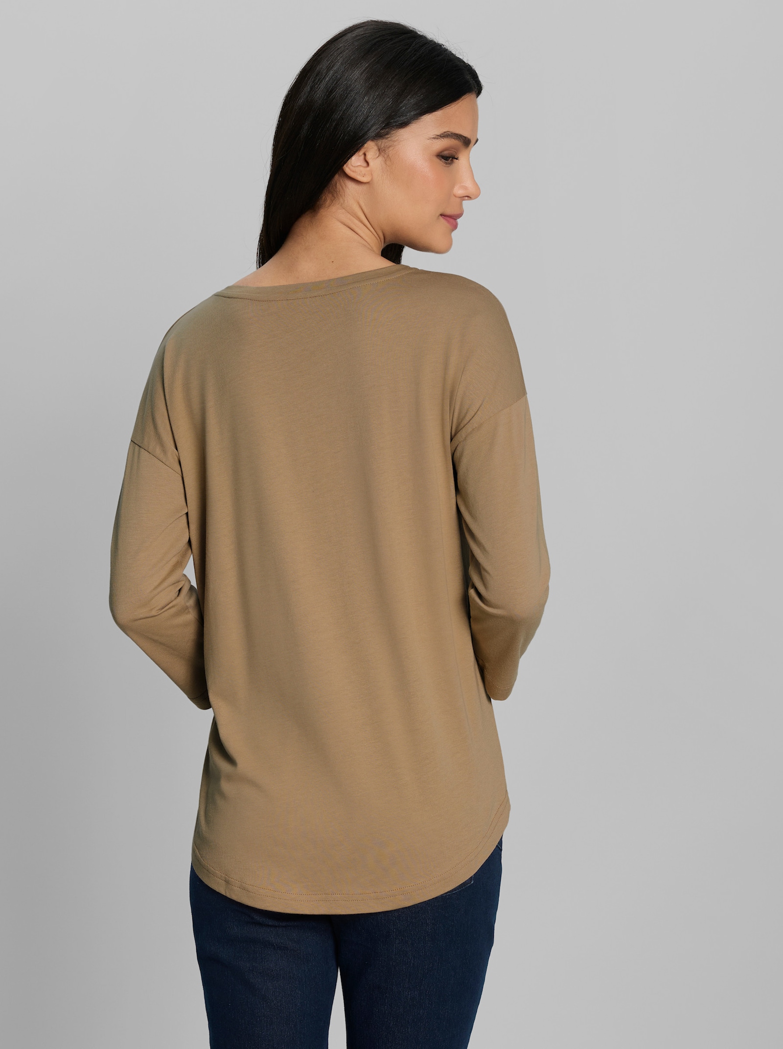 heine 3/4-Arm-Shirt mit Glitzersteinchen - camel