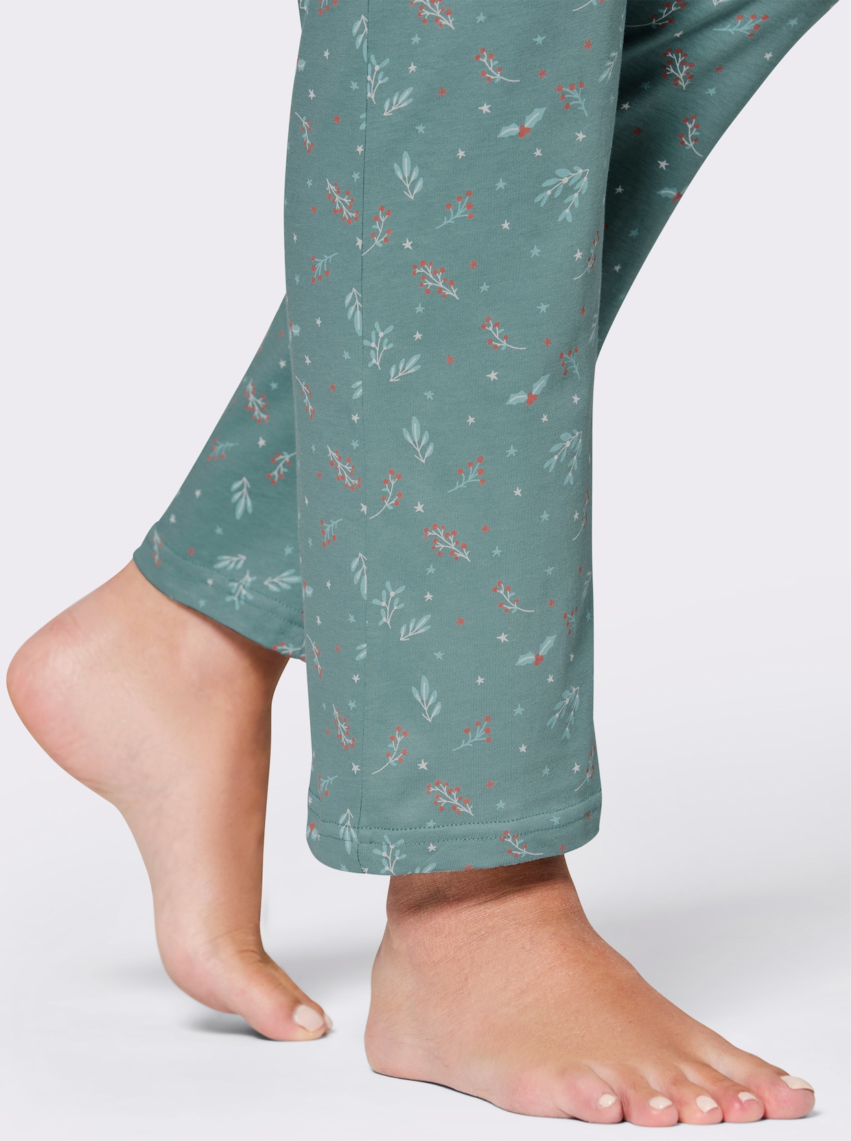 Comtessa Schlafanzughose mit Weihnachtsmotiven - ozean-koralle-bedruckt