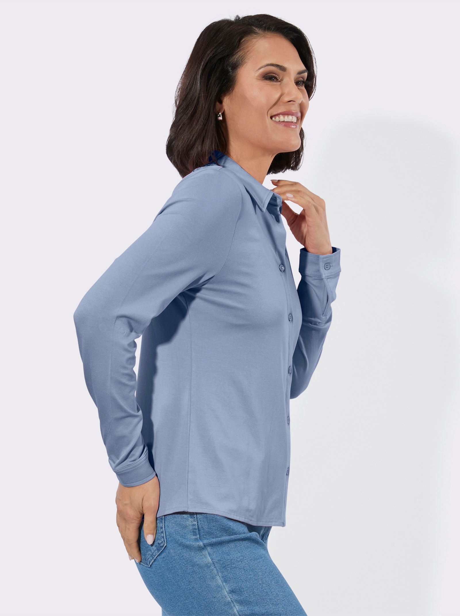 Blusenshirt mit Knopfleiste - bleu