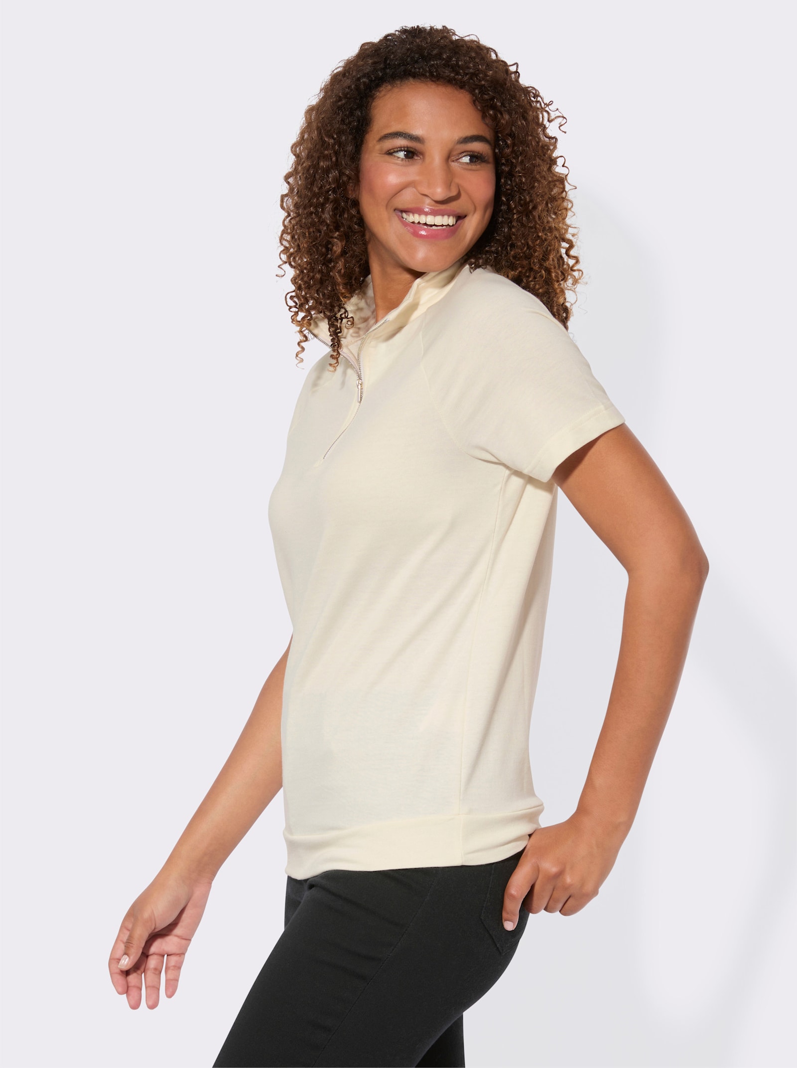 Sweatshirt mit überschnittenen Schultern - champagner