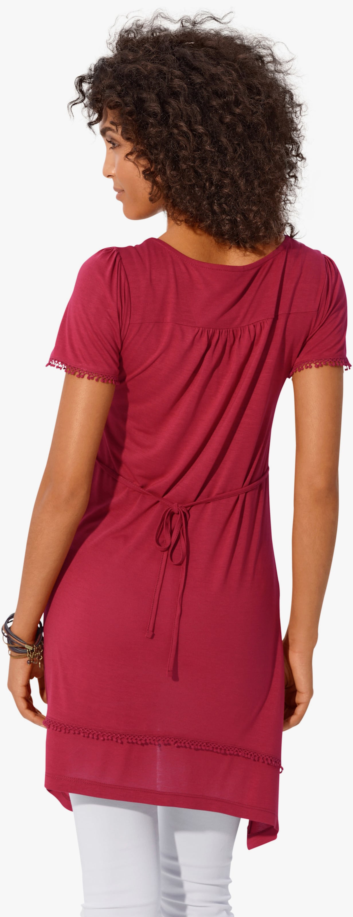 heine Longshirt mit Zipfelsaum - karminrot