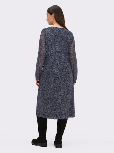 sheego Bloemenjurk - diepblauw bedrukt