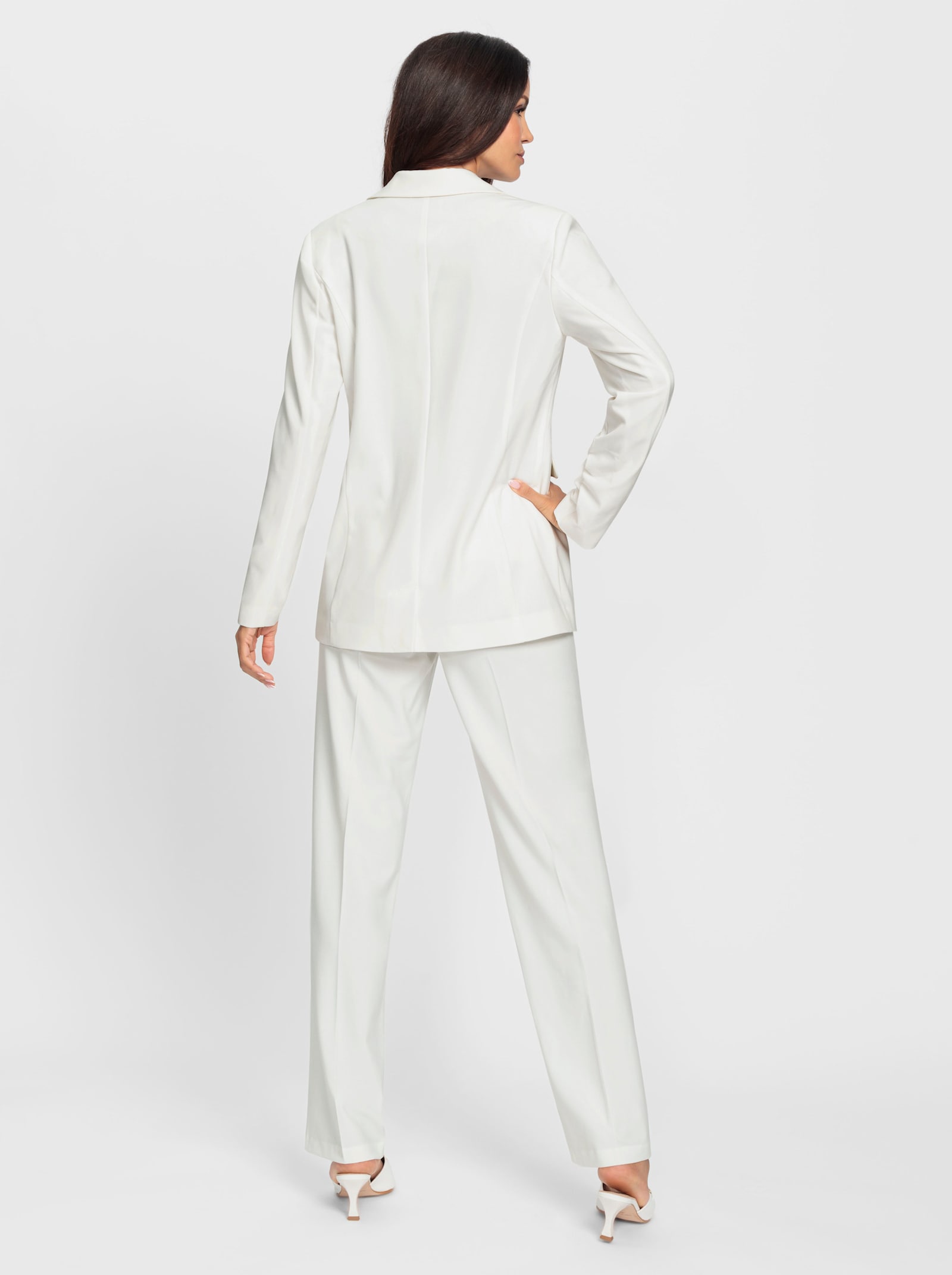 heine Hosenanzug mit Bügelfalten und Raffung - ecru