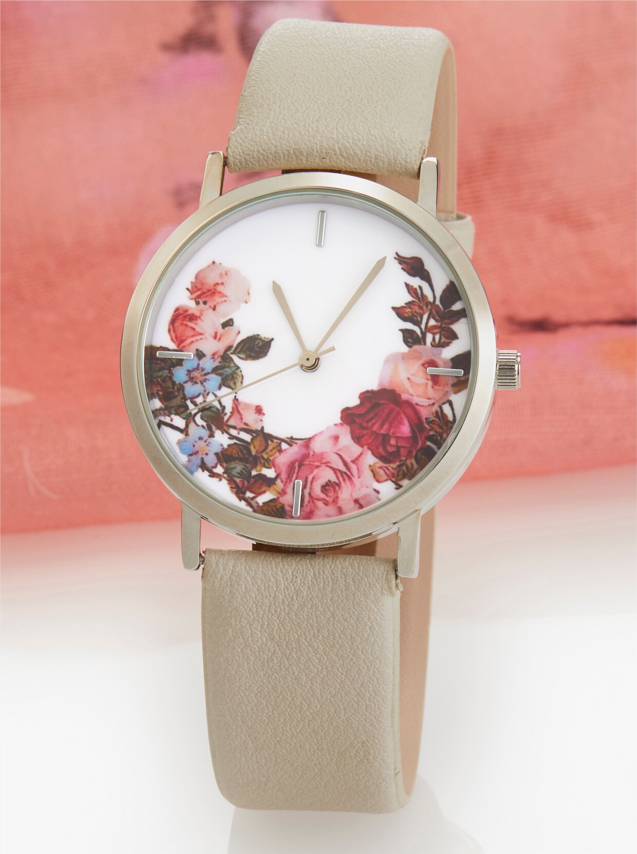 Colsjaal met horloge - beige