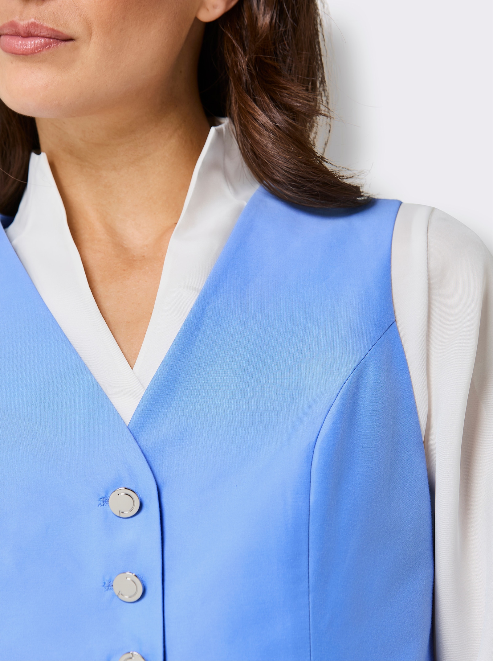 CREATION L PREMIUM Anzugweste mit edler Seide - himmelblau