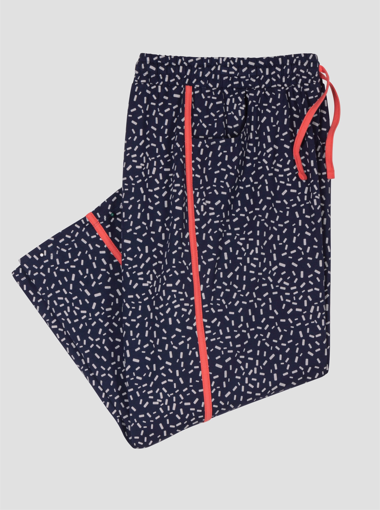 7/8-broek met contraststreep - marine/steengrijs bedrukt