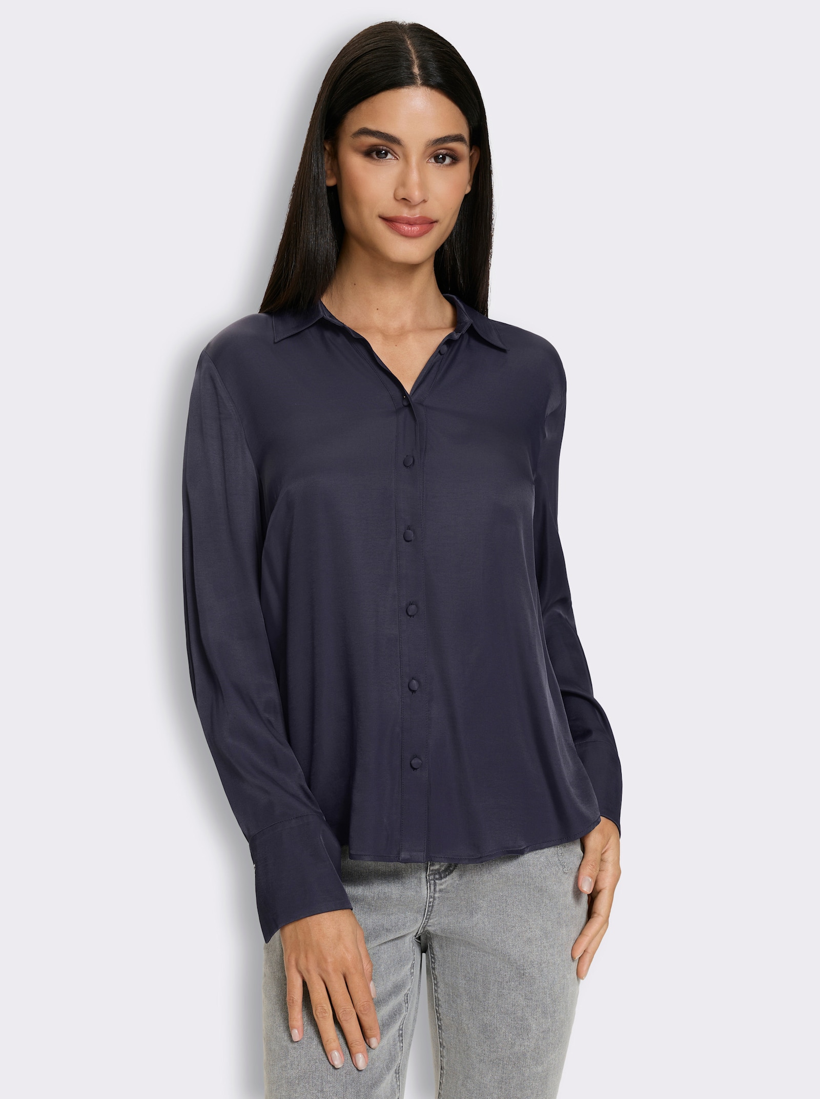 heine Hemdbluse mit Rückenfalte - marine