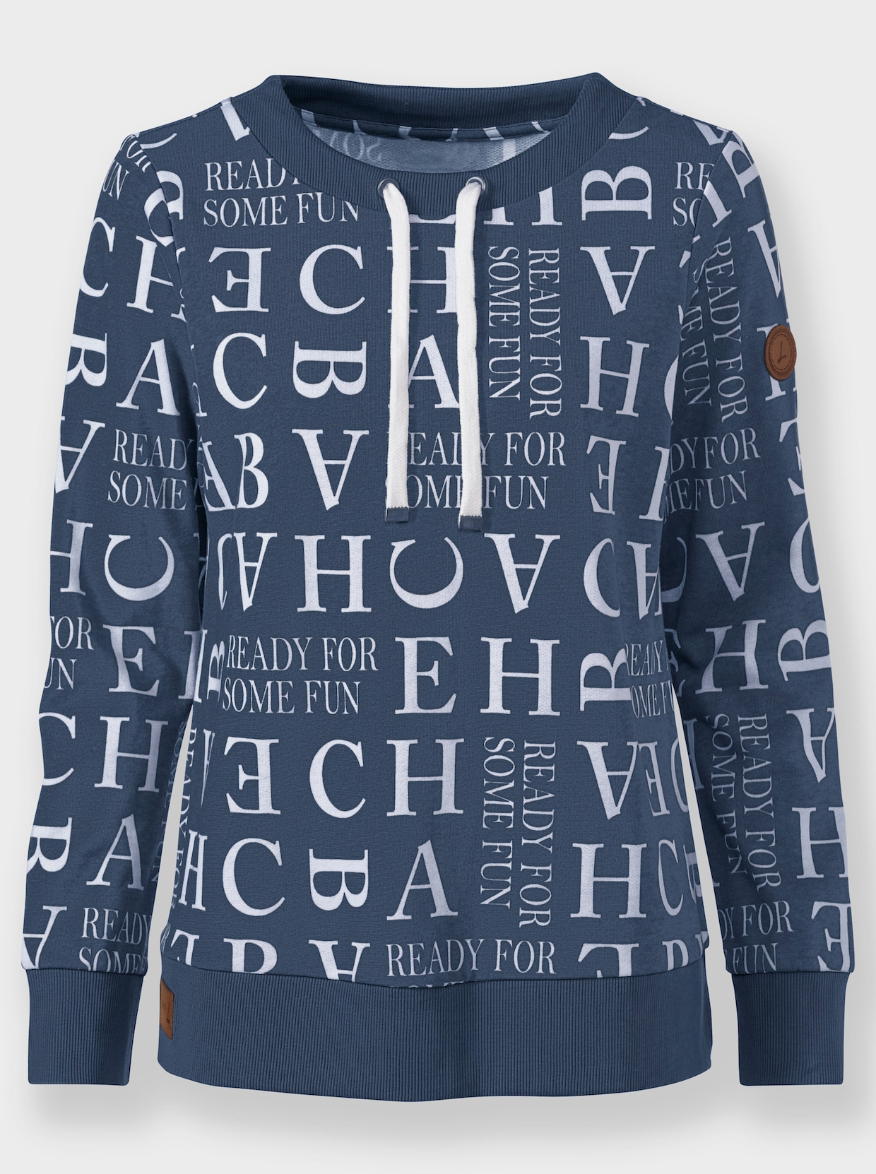 Sweatshirt - donkerblauw/ecru bedrukt