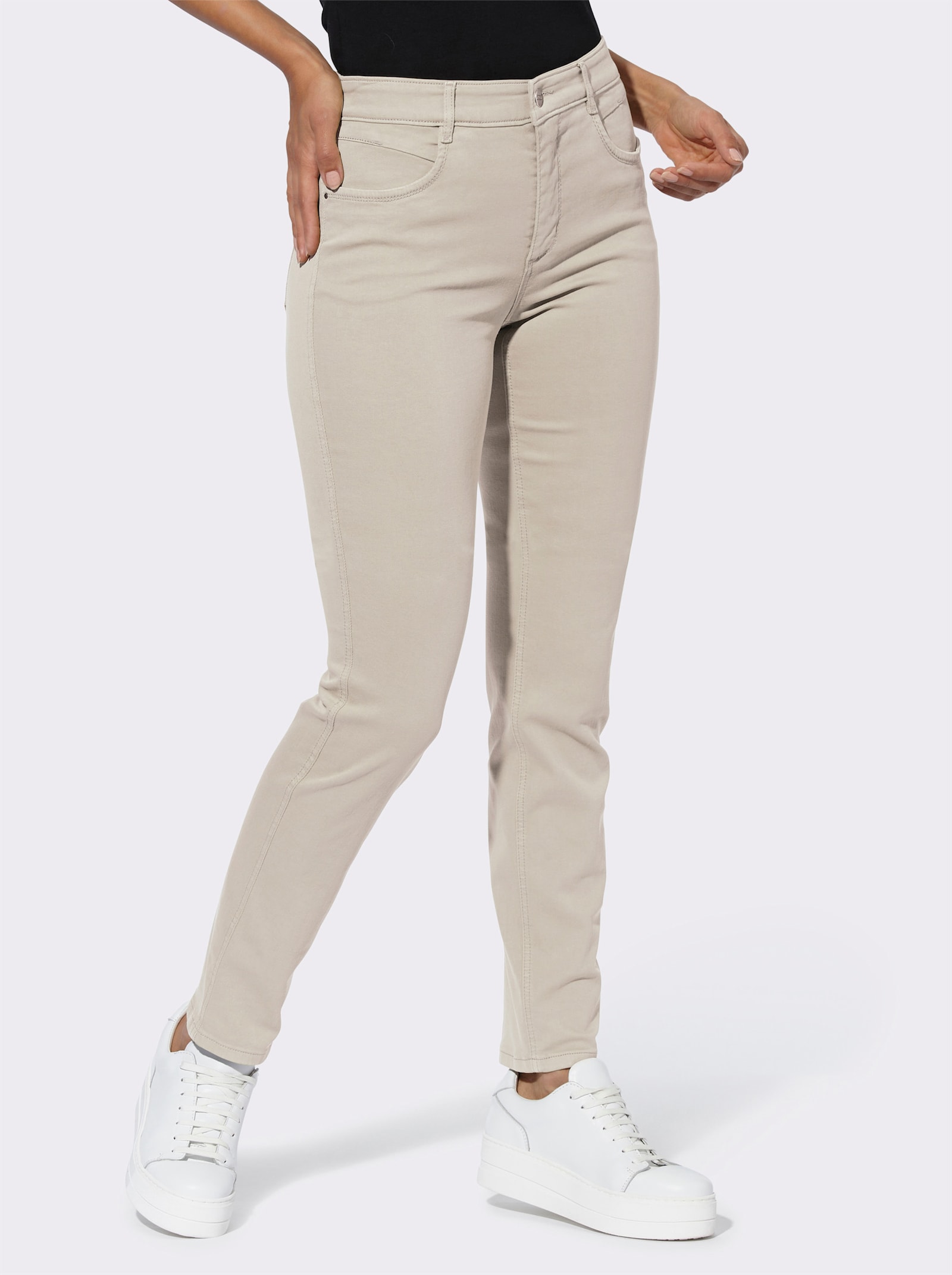 Ascari Stretch-Jeans in Röhren-Form - sand