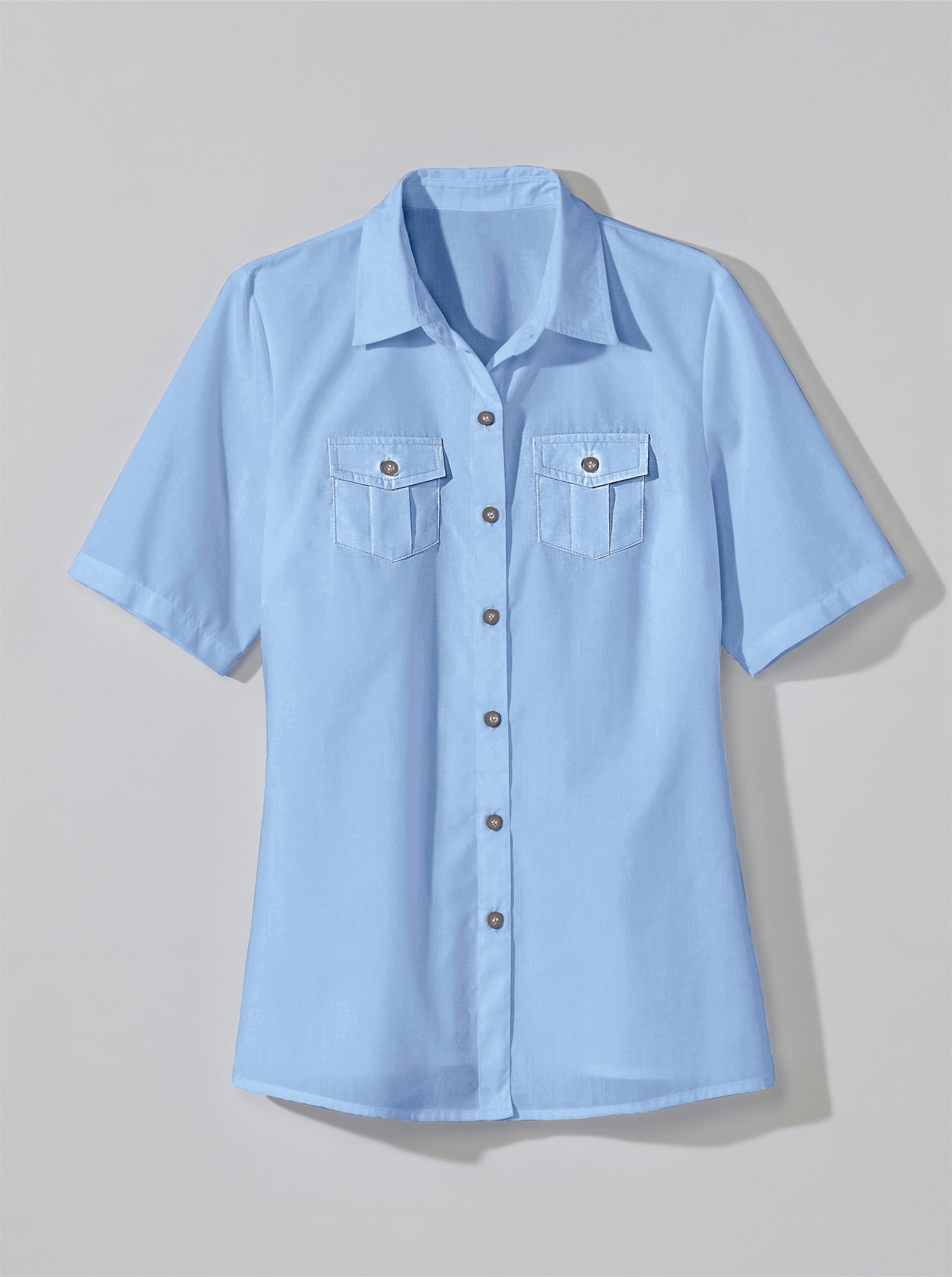 Hemdbluse mit Brust-Pattentaschen - bleu