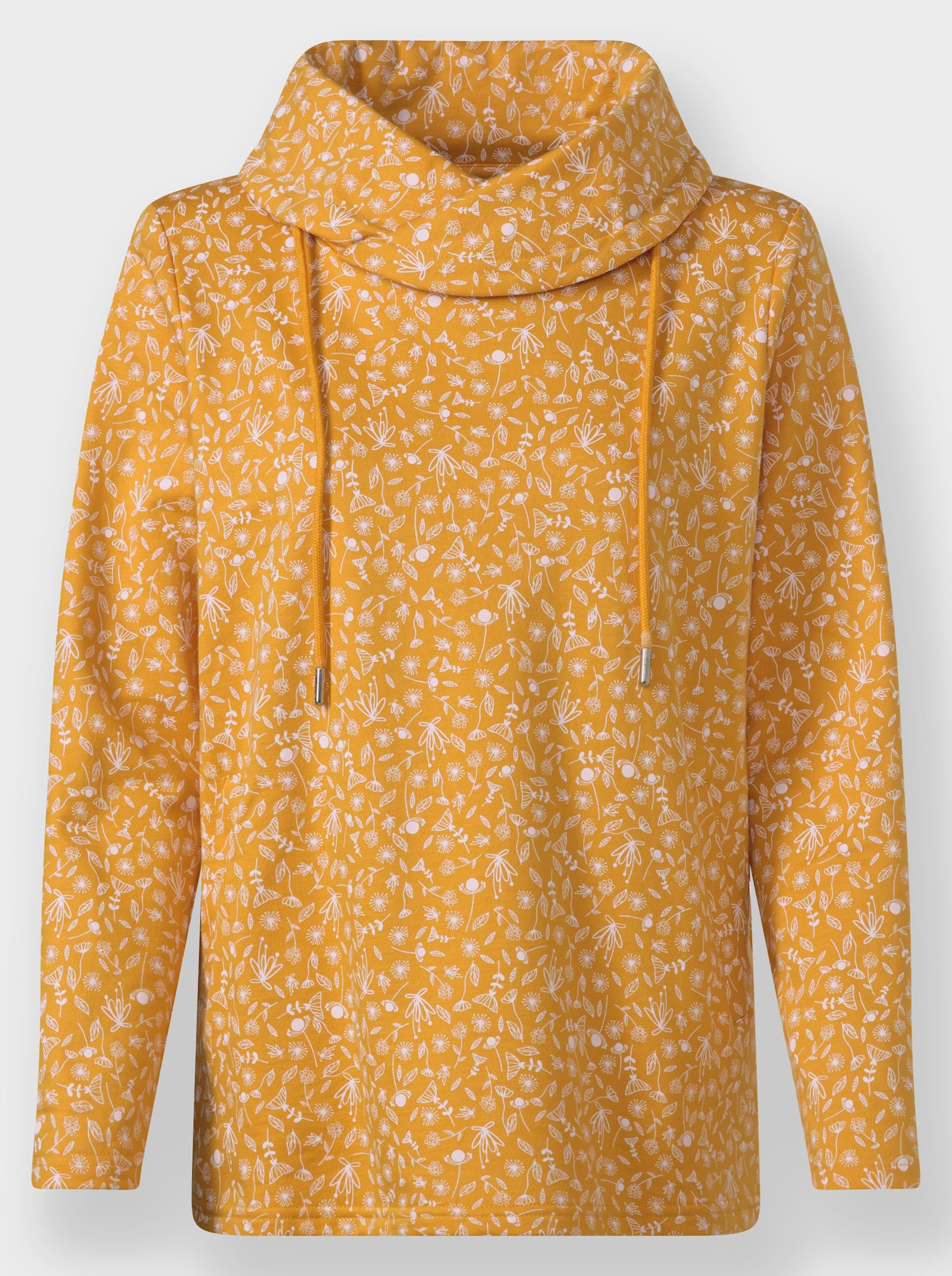 Sweatshirt mit überlappenden Rollkragen - ocker-ecru-bedruckt