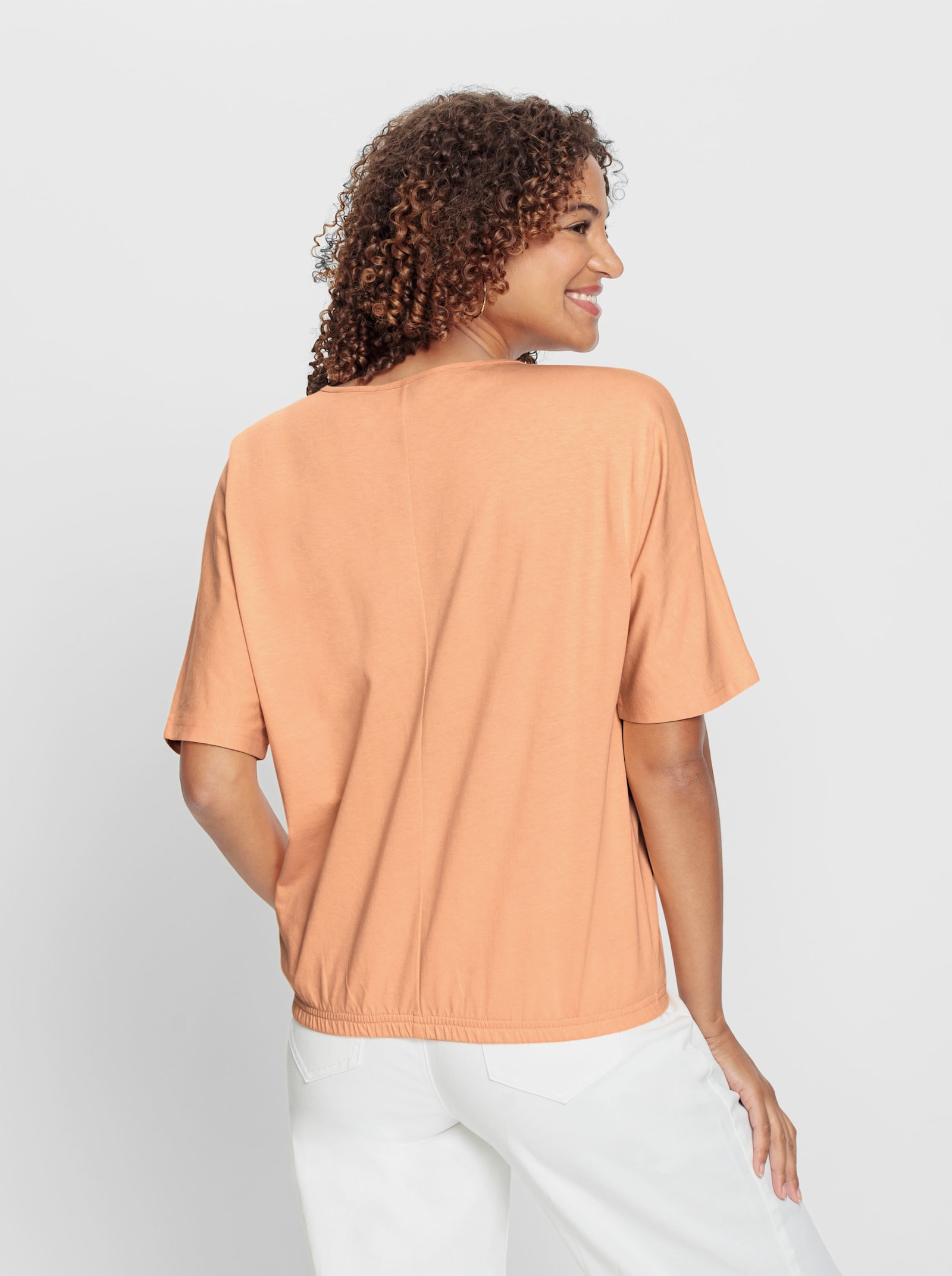 Kurzarmshirt mit Fledermausärmeln - apricot