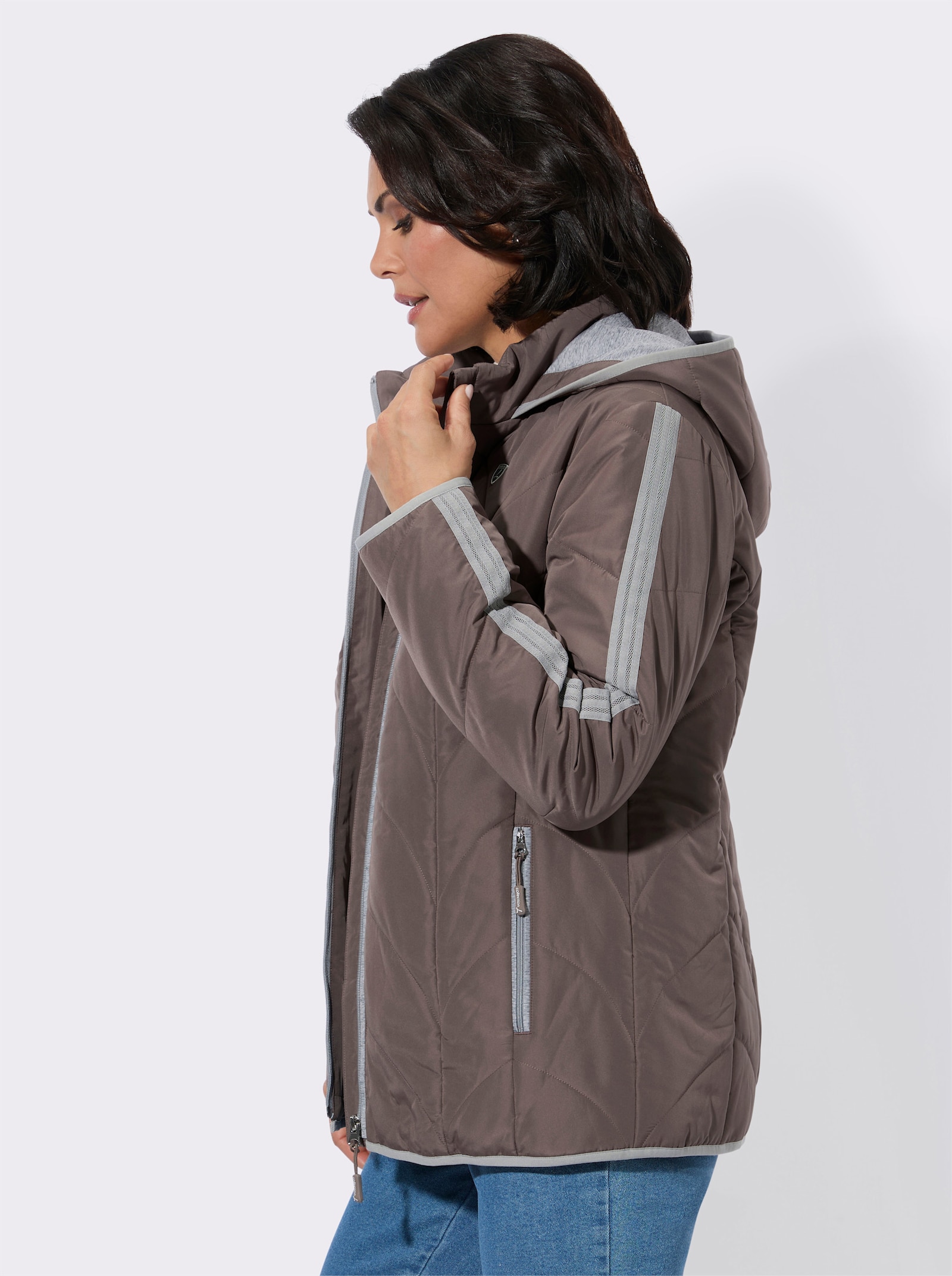 Steppjacke mit Innentasche - dunkeltaupe