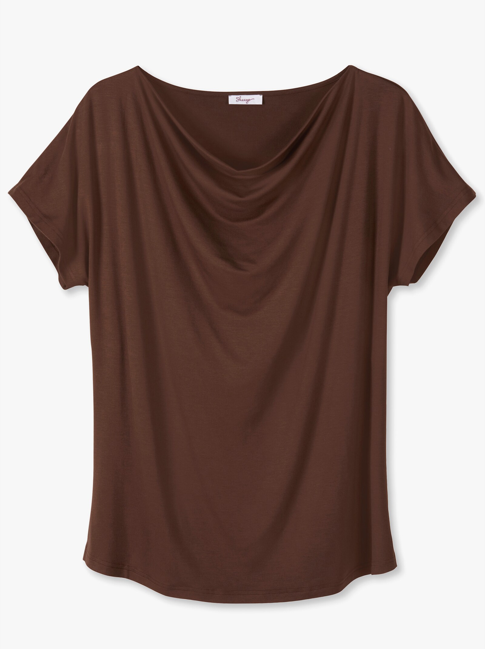 sheego Wasserfallshirt mit überschnittenen Ärmeln - schoko