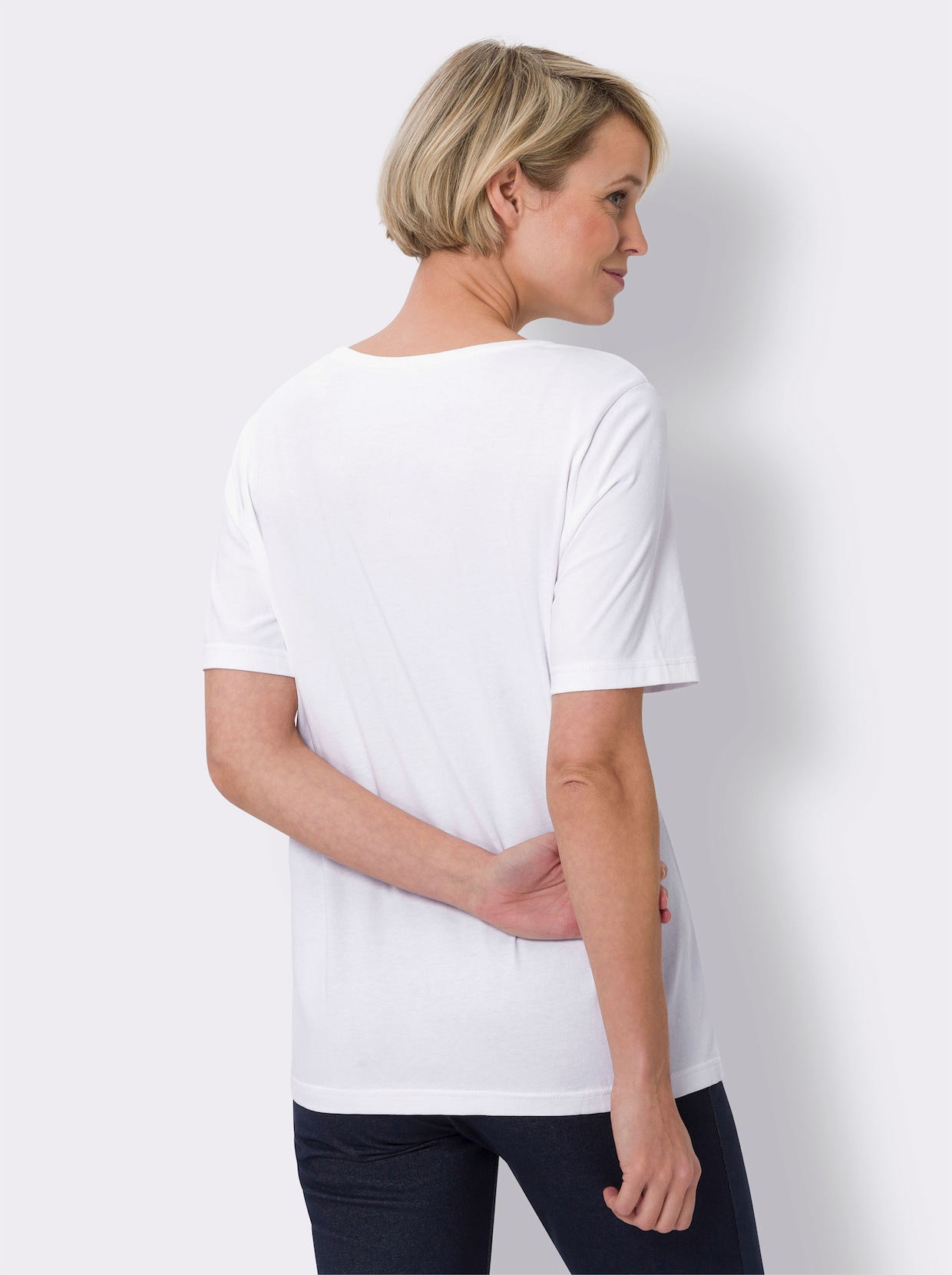 Shirt met korte mouwen - wit/jeansblauw