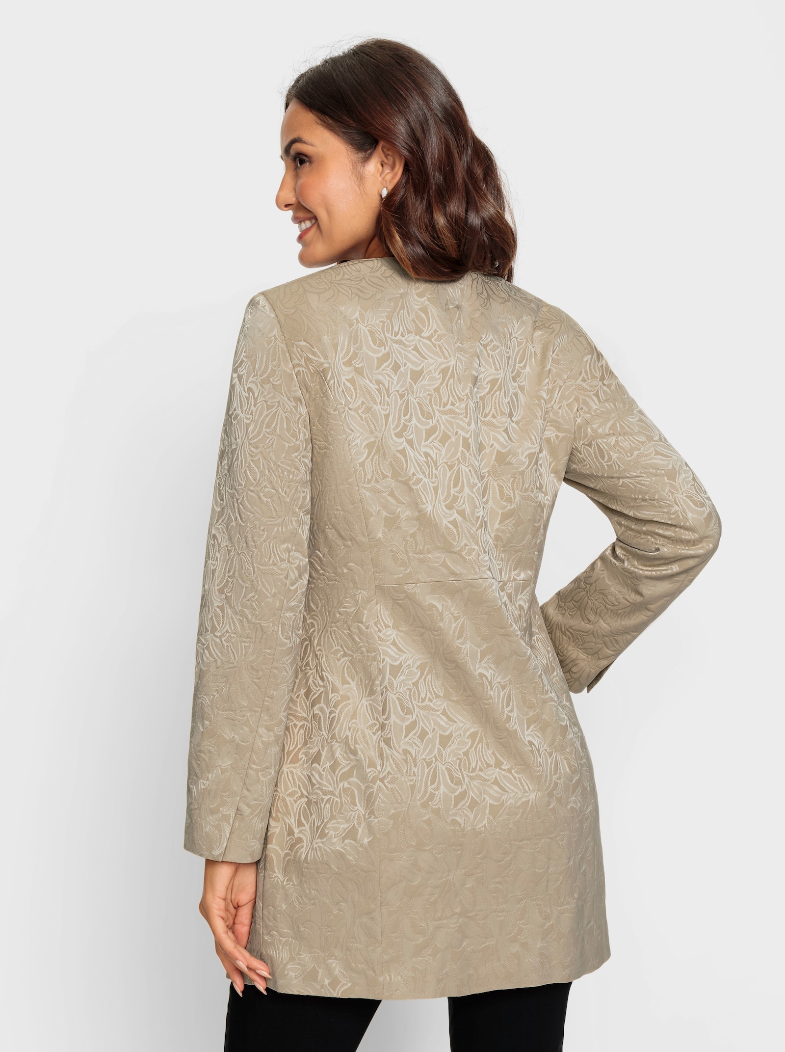 Longblazer in Jacquard-Qualität - sand-gemustert