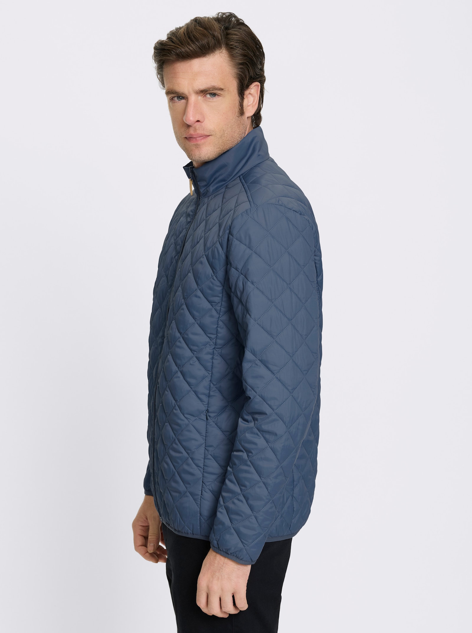 Catamaran Jacke in Longform mit Rautenstepp - rauchblau