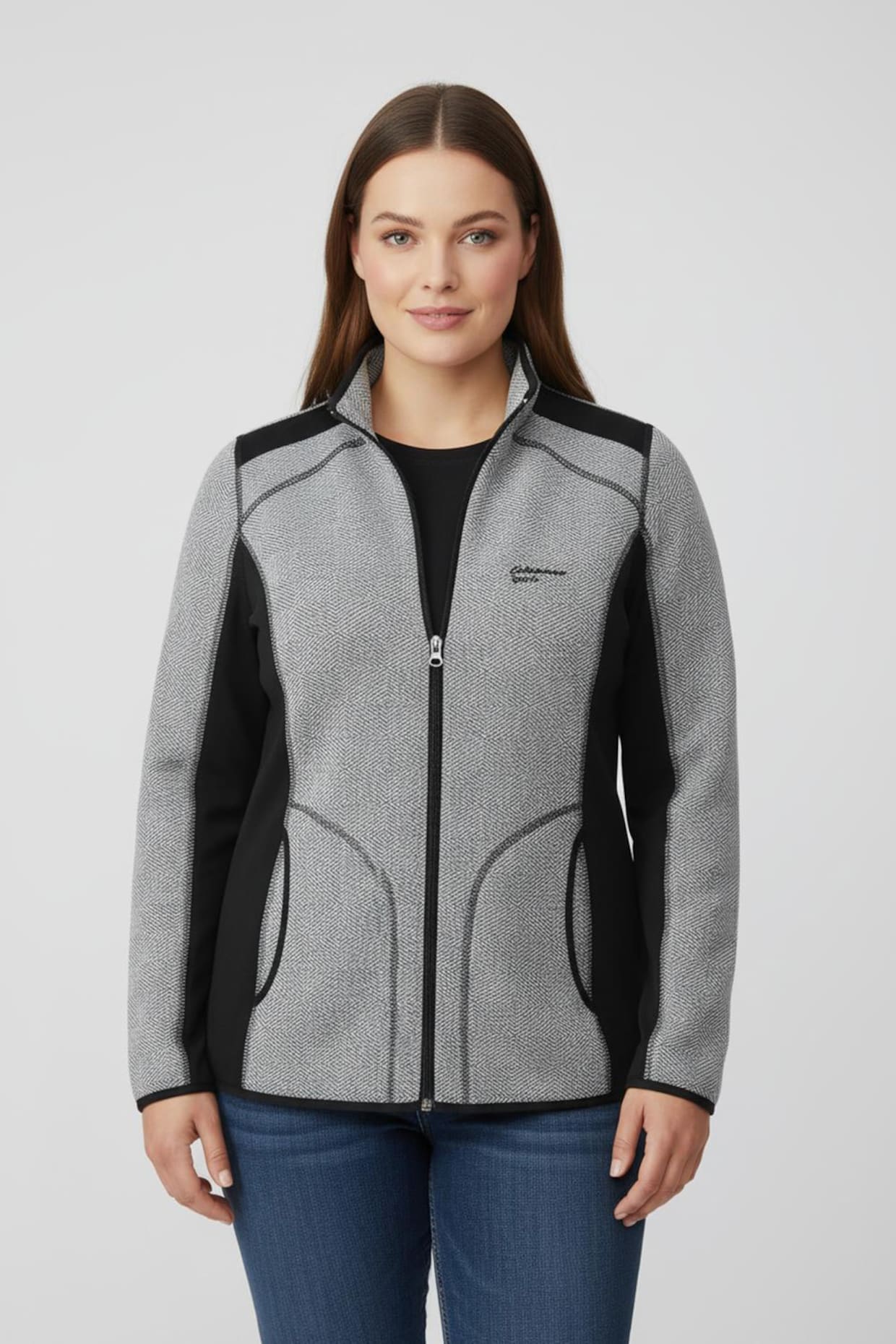Catamaran Sports Strickfleecejacke - anthrazit-weiß