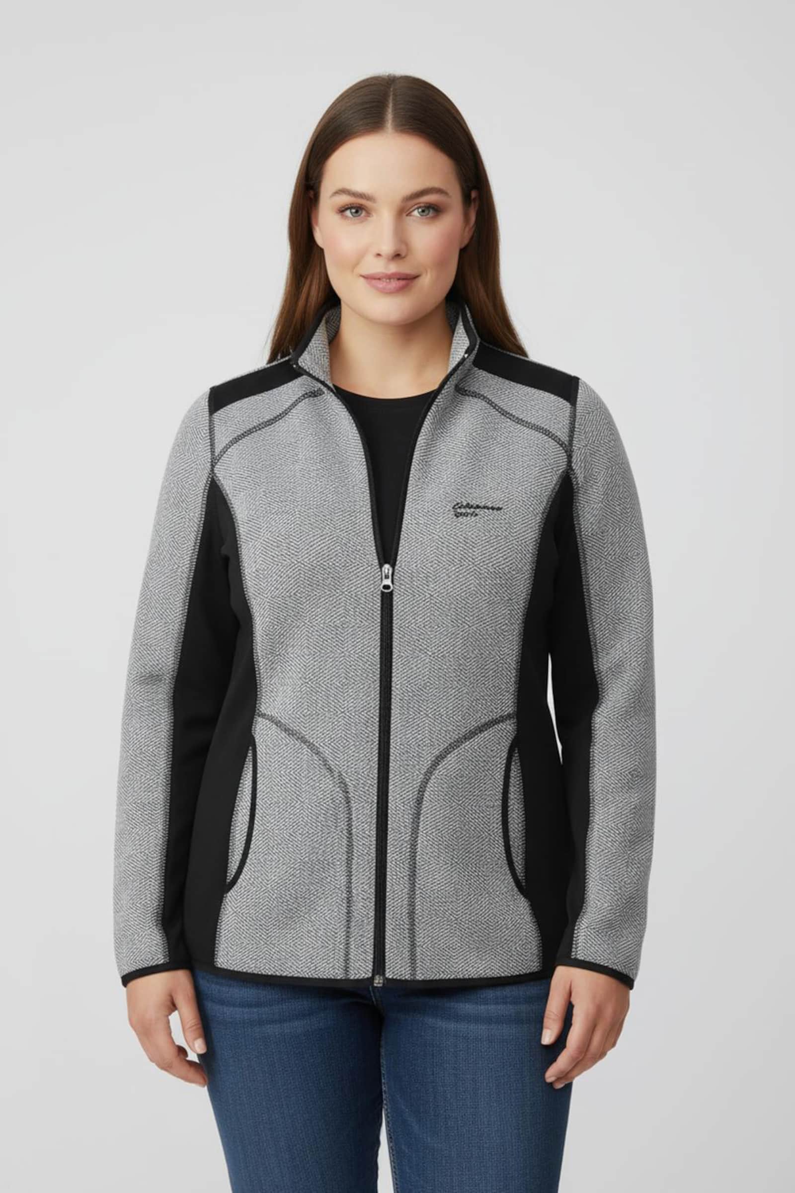 Catamaran Sports Strickfleecejacke mit Kontrasteinsätzen - anthrazit-weiß