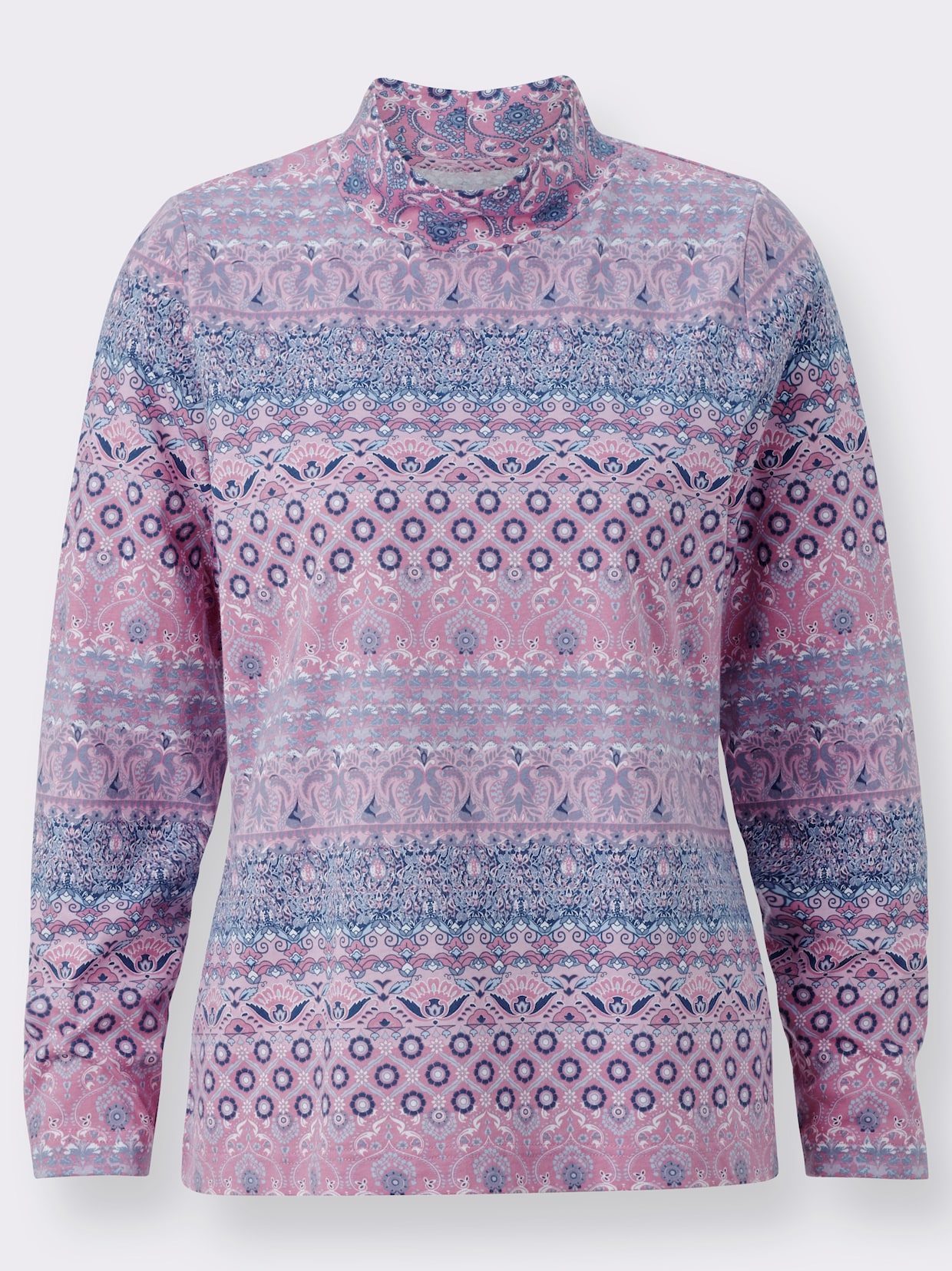 Shirt met lange mouwen - roze/duivenblauw bedrukt