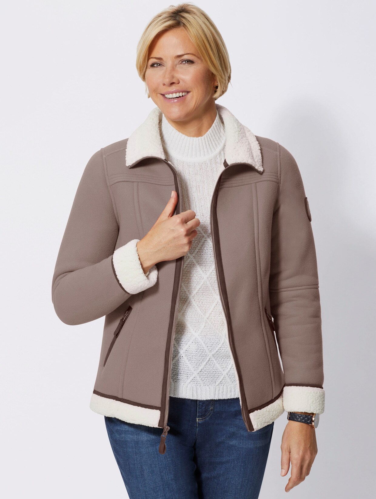 Fleecejacke - taupe