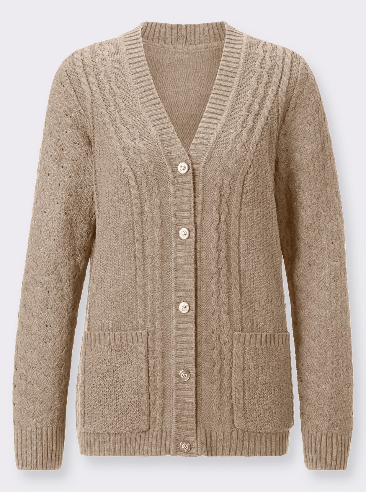 Strickjacke - beige-meliert