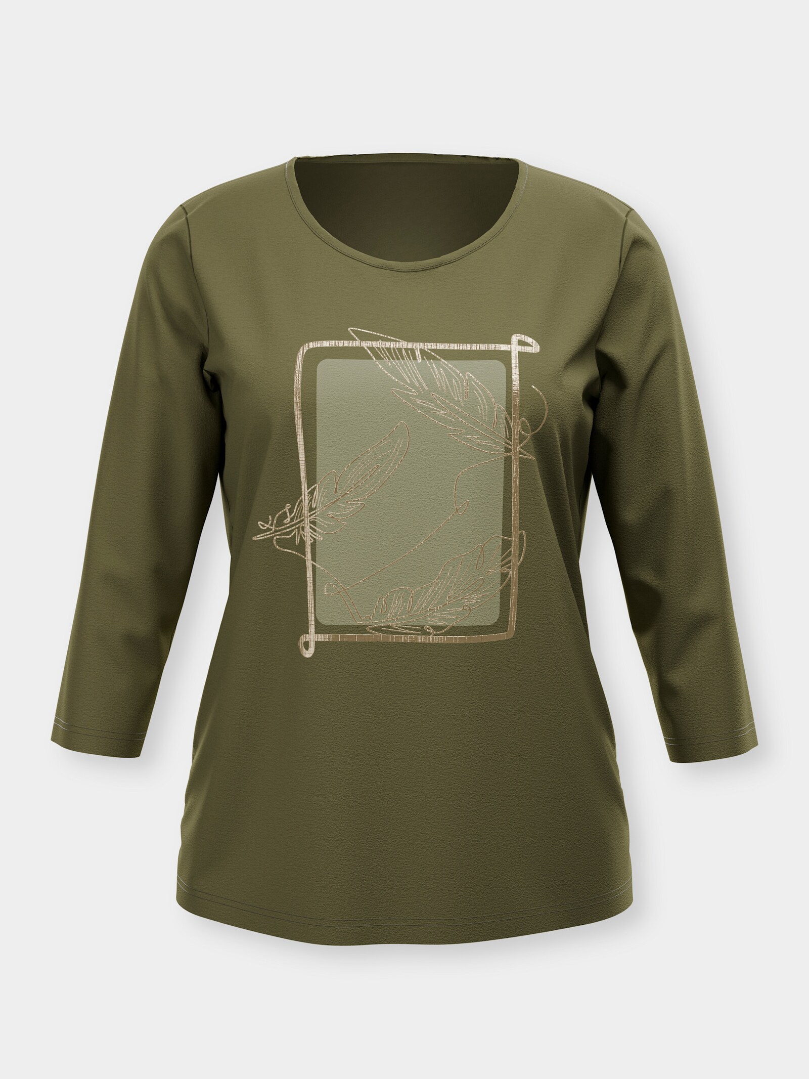 3/4-Arm-Shirt mit Foliendruck - oliv-schilf