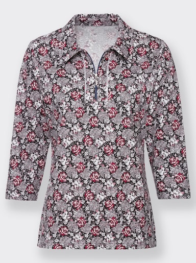 Poloshirt - zwart/rood geprint