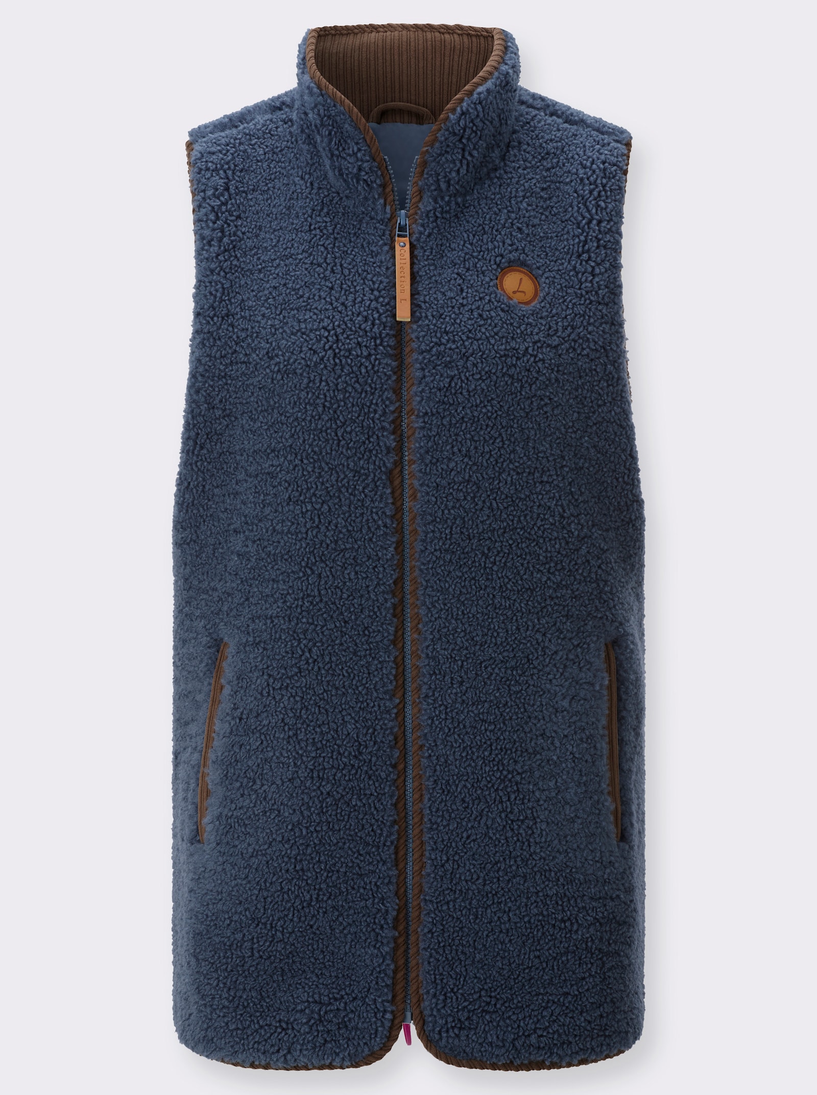 Teddyweste mit Reißverschluss - rauchblau