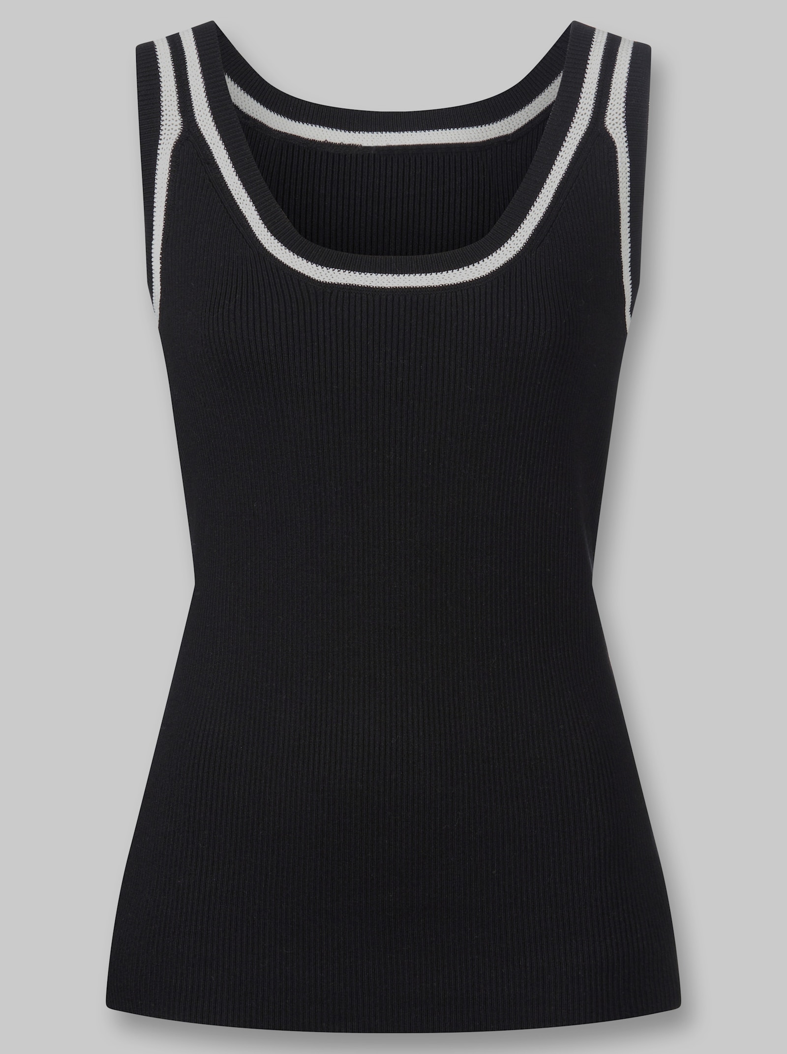 heine Stricktop mit Kontrast-Details - schwarz