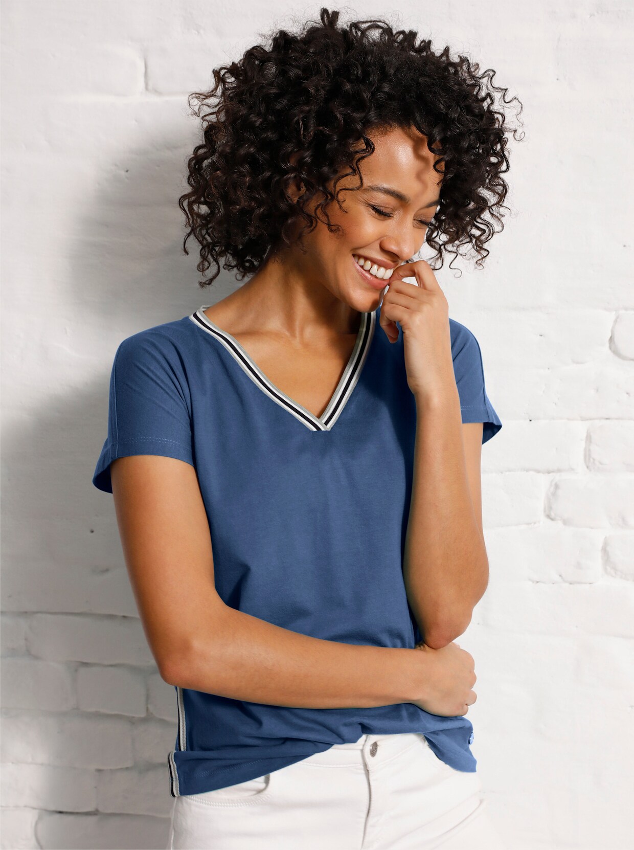 Creation L Premium Lyocell-Baumwoll-Shirt - jeansblau