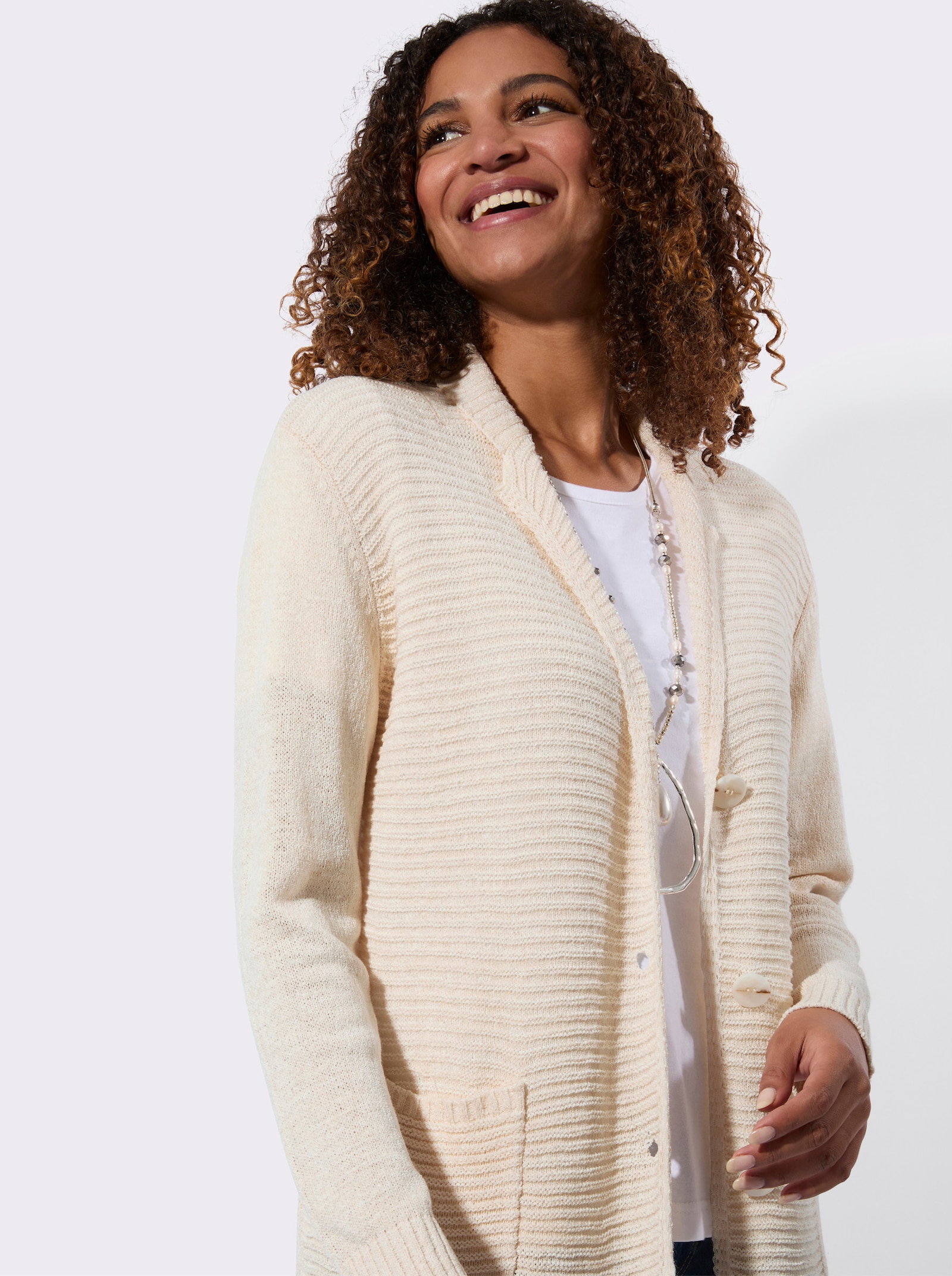 Vest met reverskraag - champagne/ivoor